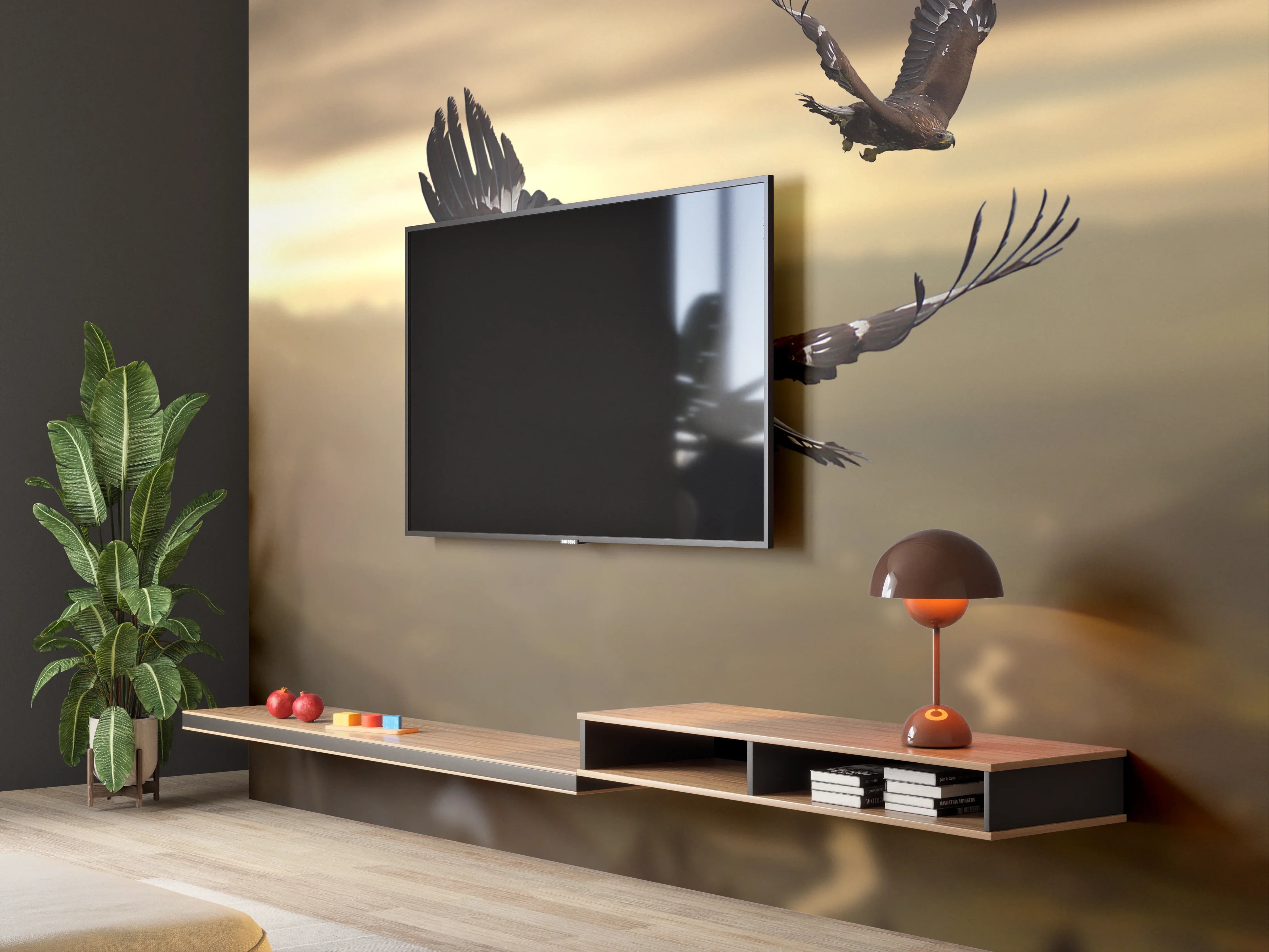 Wandverkleidung Wohnzimmer - Steinadler an den Alpen