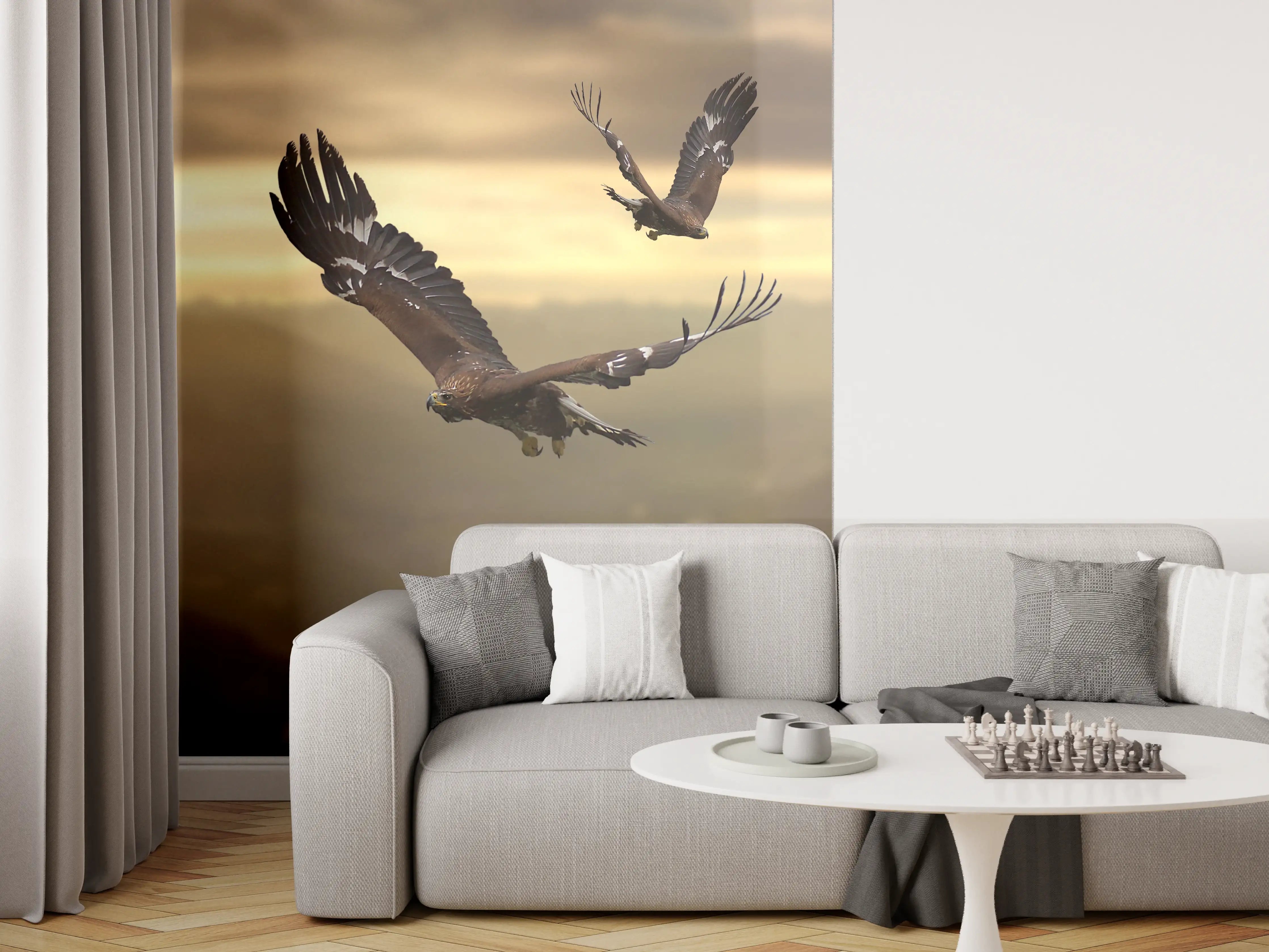 Wandverkleidung Wohnzimmer - Steinadler an den Alpen