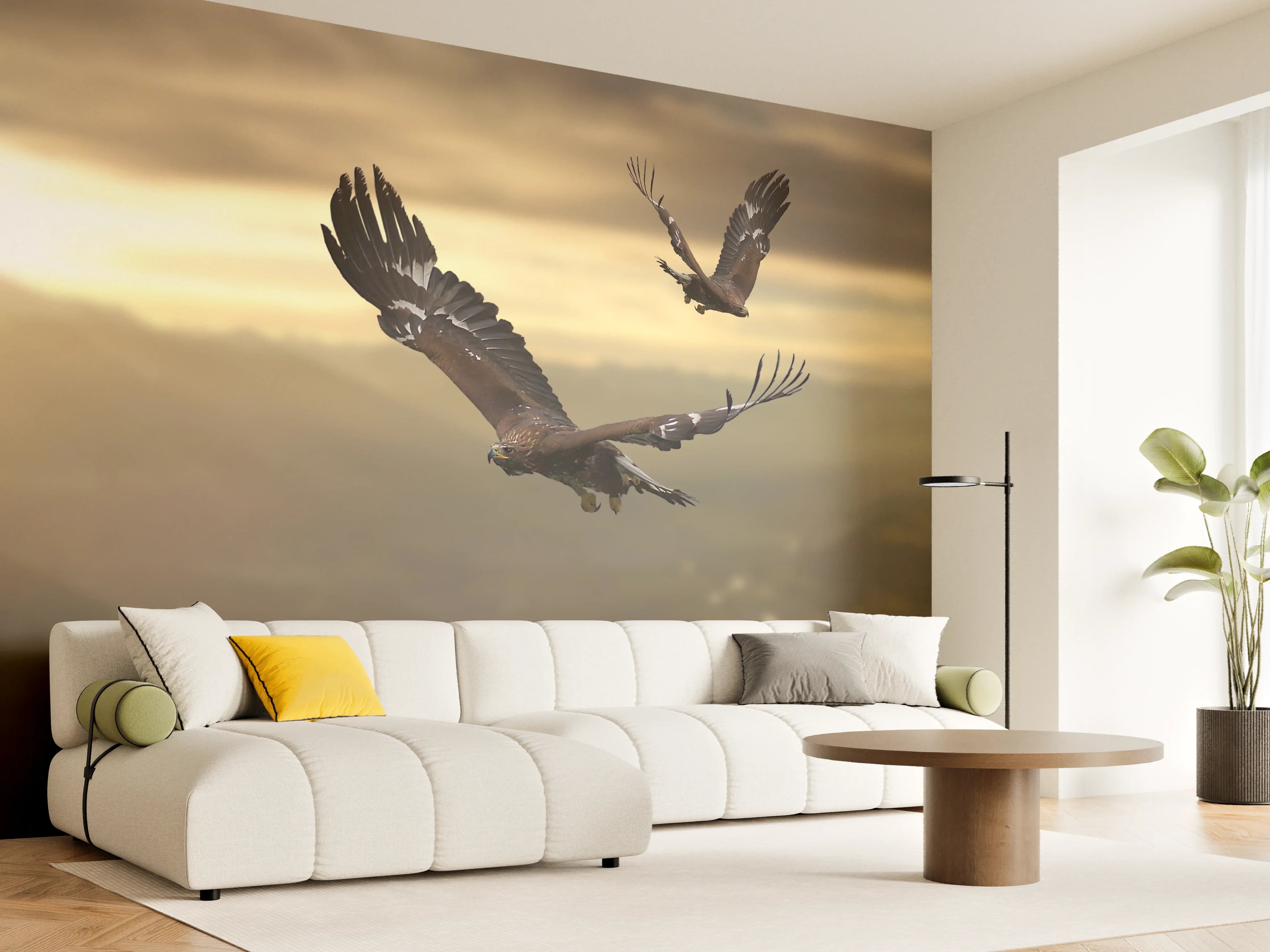 Wandverkleidung Wohnzimmer - Steinadler an den Alpen