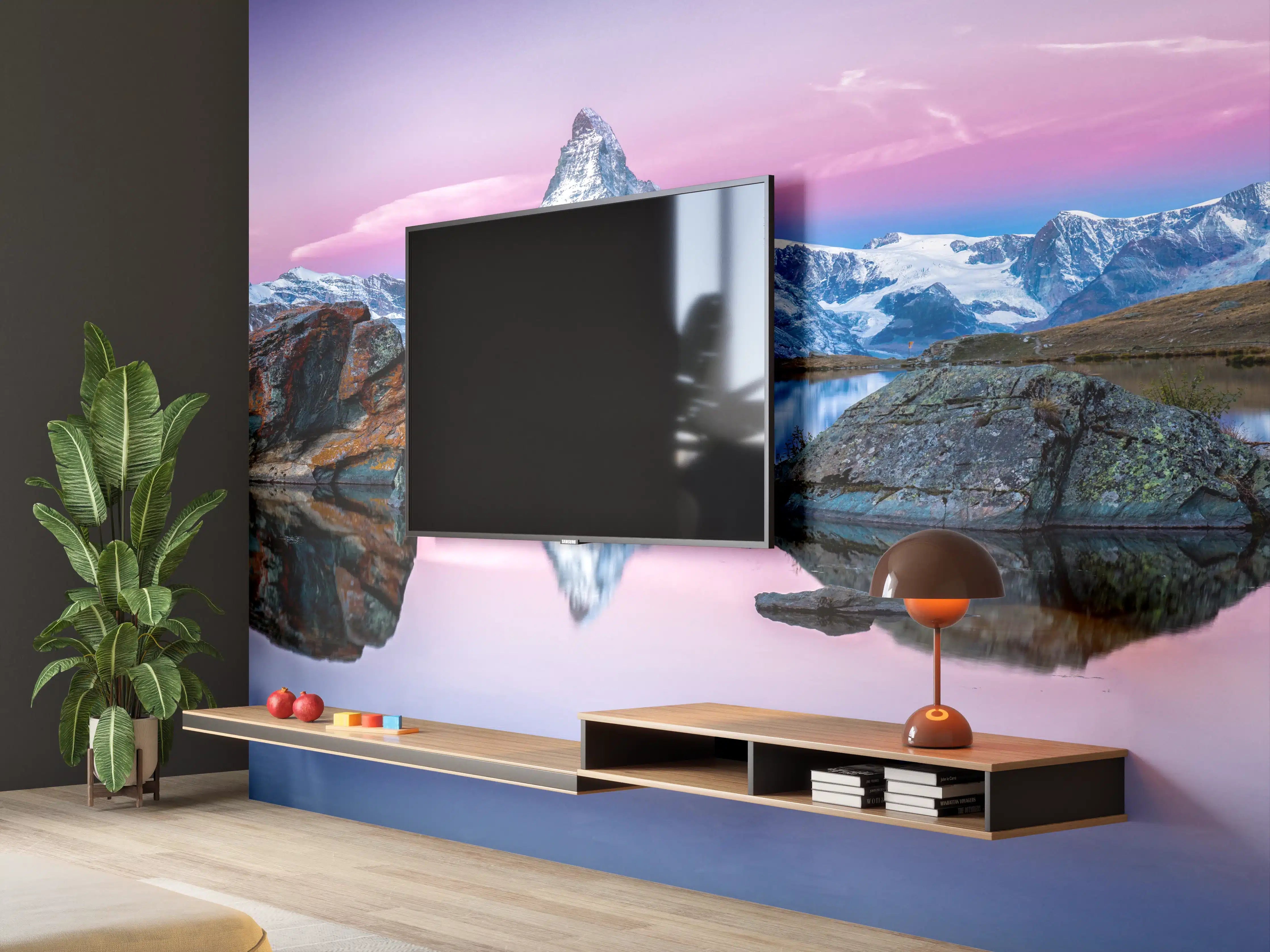 Wandverkleidung Wohnzimmer - Stellisee in Schweiz - Matterhorn Panorama
