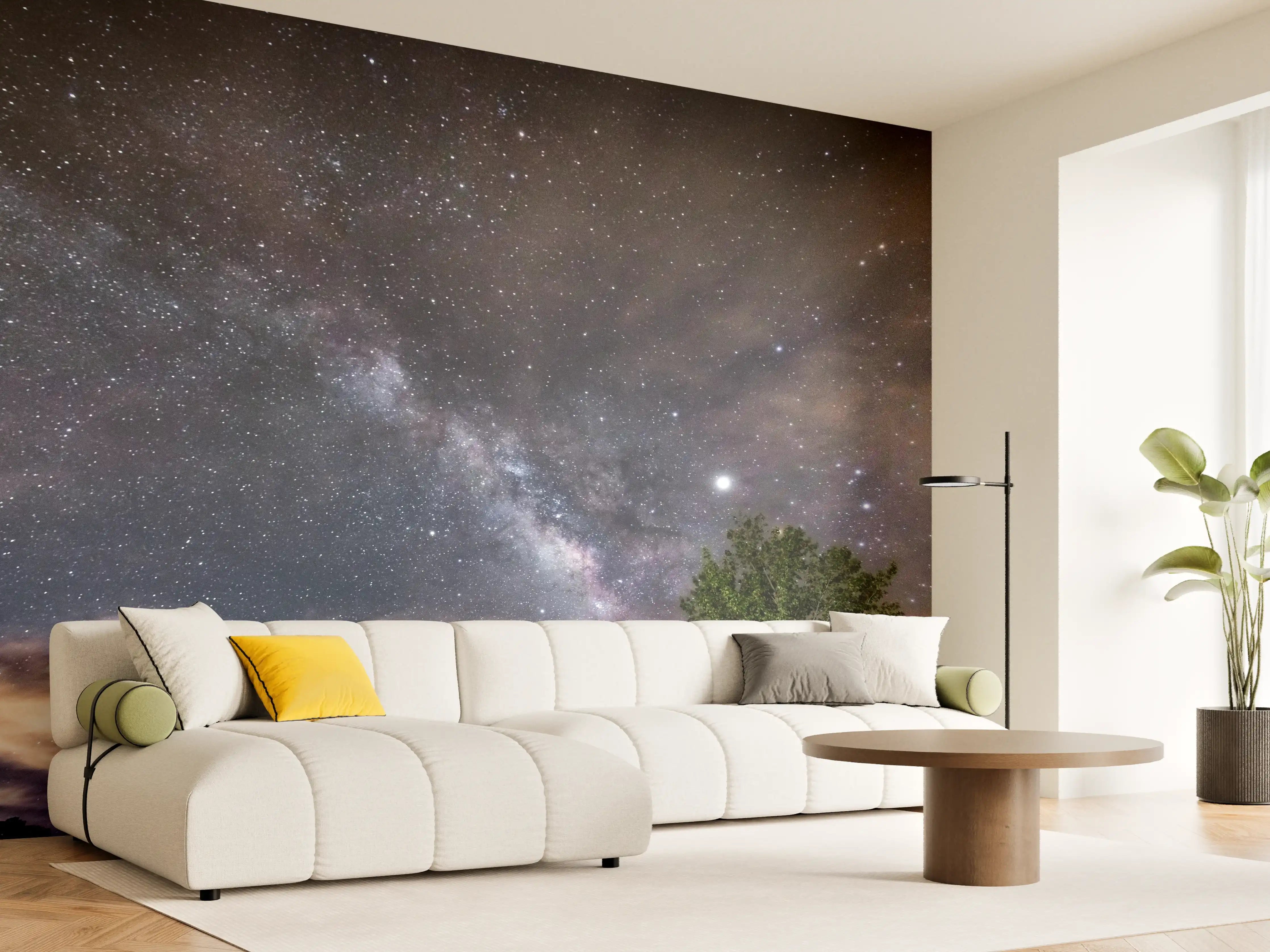 Wandverkleidung Wohnzimmer - Sterne im Himmel bei Nacht