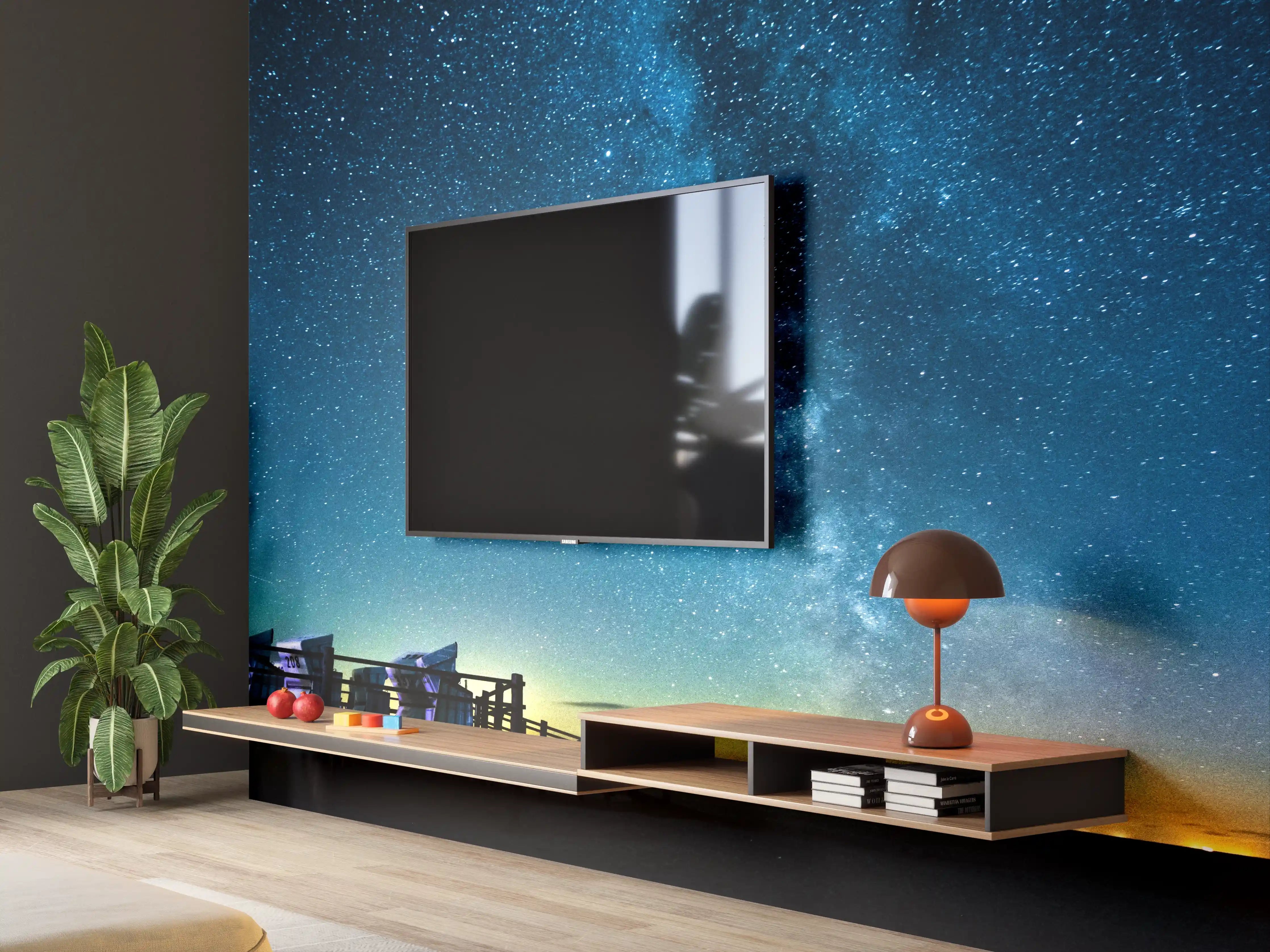 Wandverkleidung Wohnzimmer - Sternenhimmel unter klarer Nacht