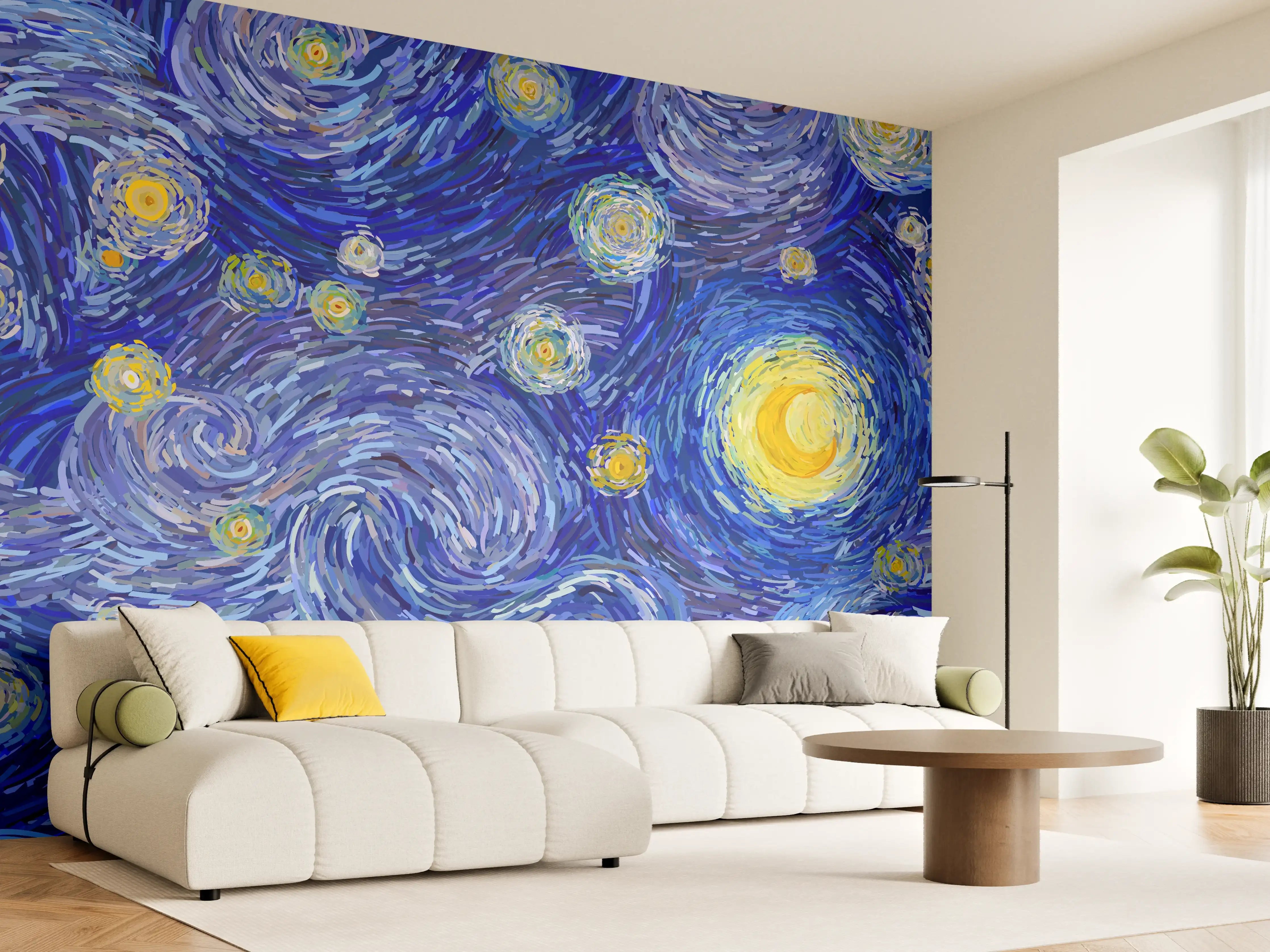 Wandverkleidung Wohnzimmer - Sternenklare Nacht mit leuchtendem Himmel