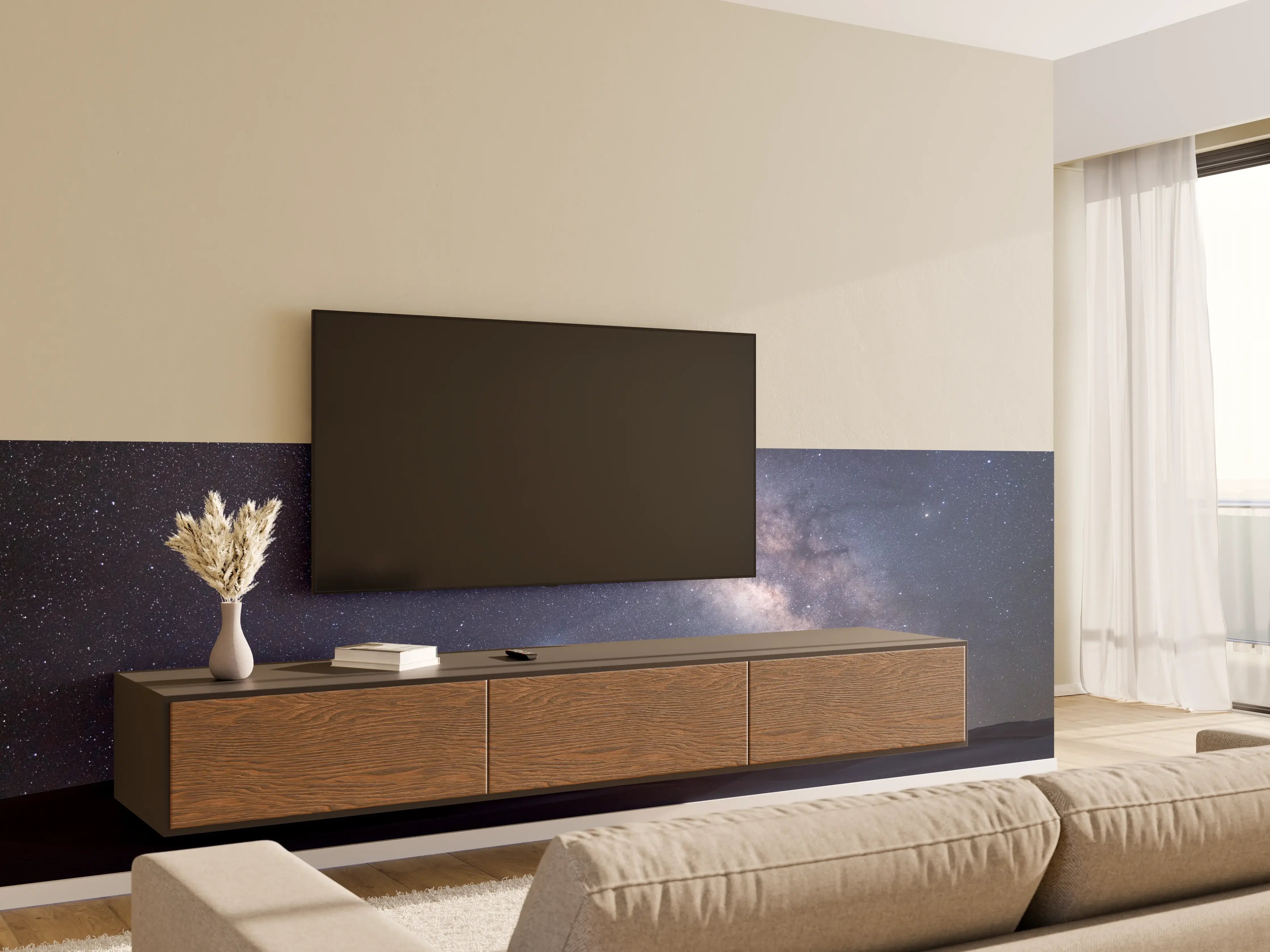 Wandverkleidung Wohnzimmer - Sternenklarer Nachthimmel