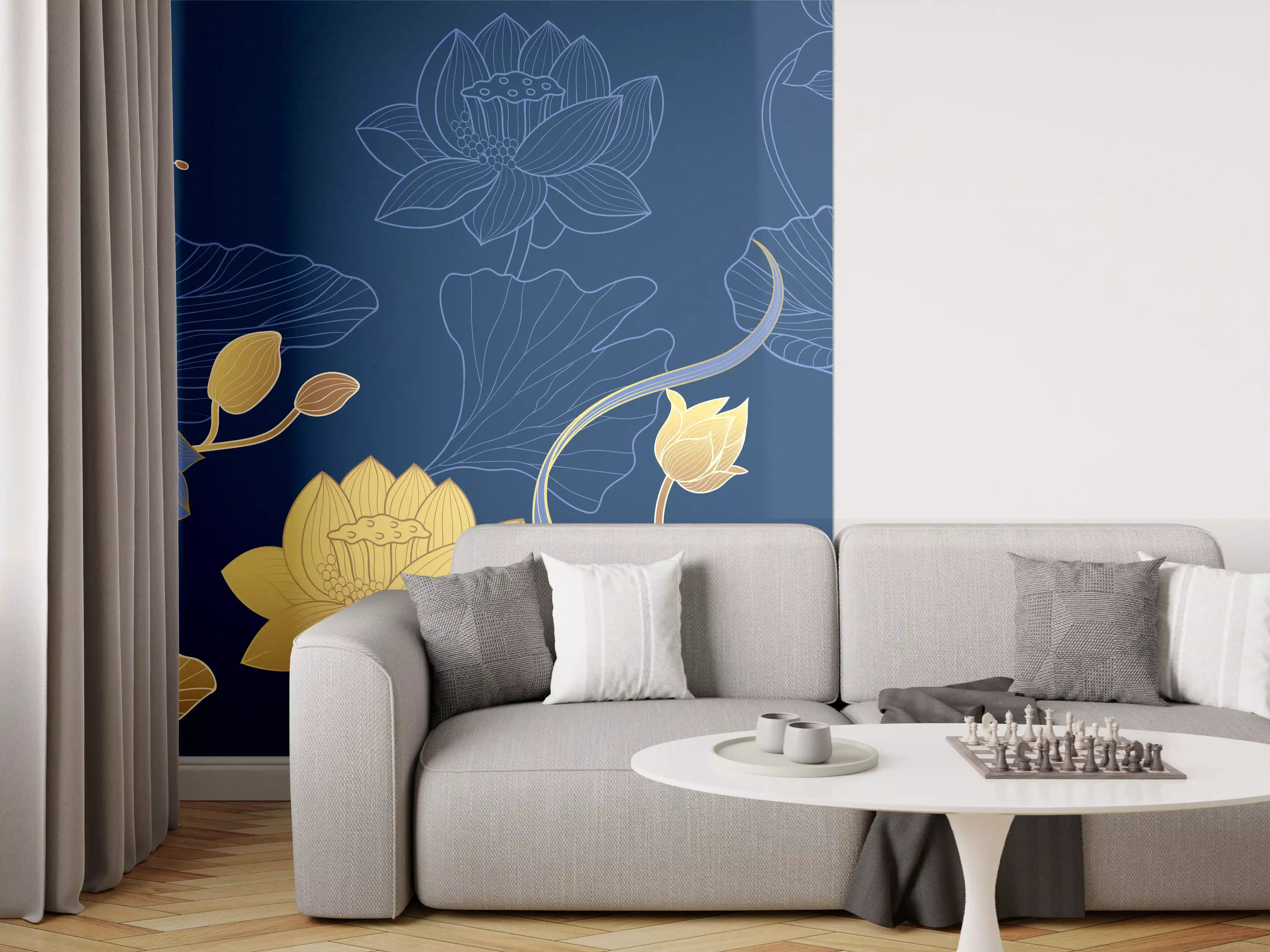 Wandverkleidung Wohnzimmer - Stilvolle Blumenmuster Tapete