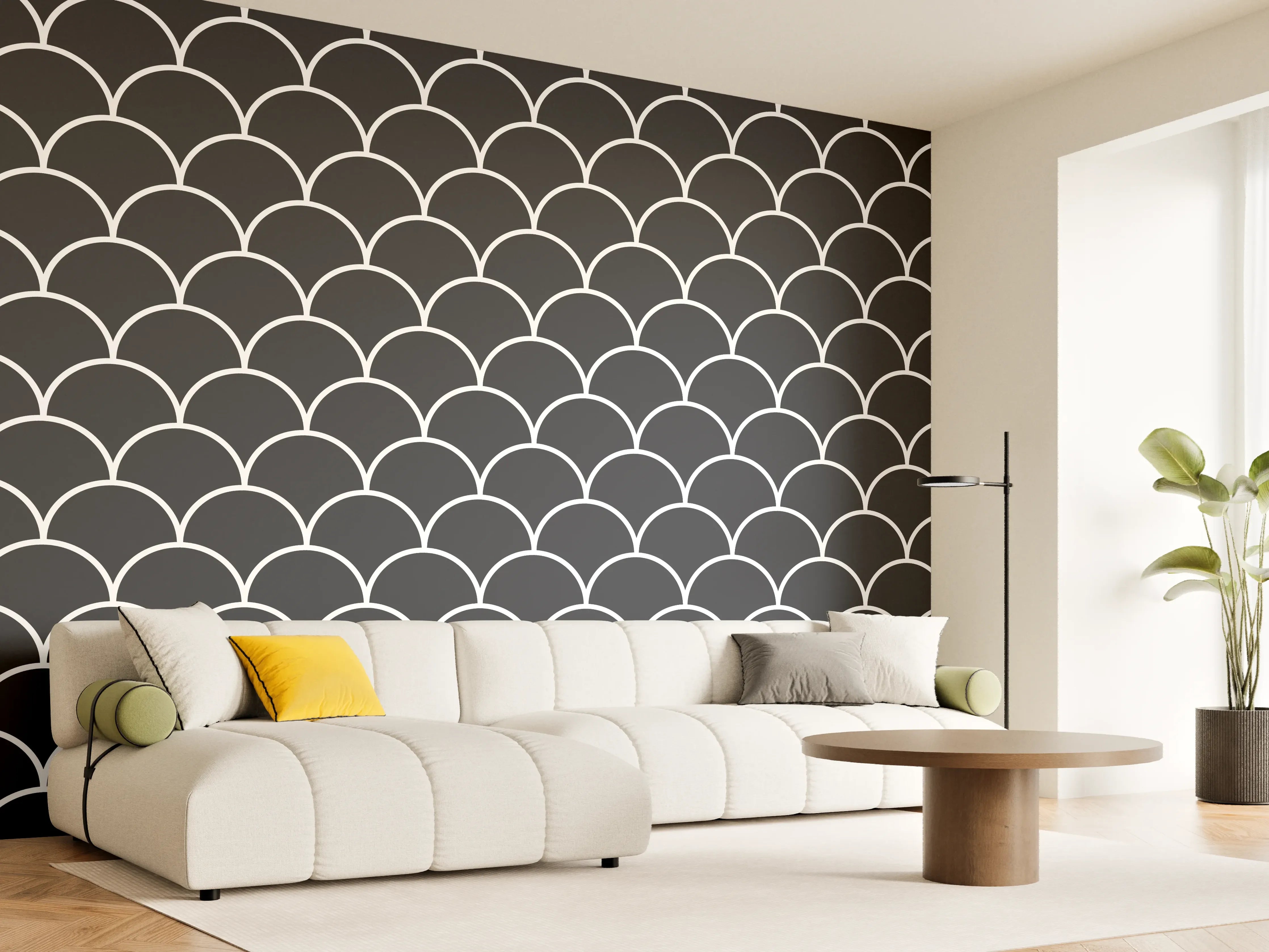 Wandverkleidung Wohnzimmer - Stilvolle Schwarz-Weiß-Musterwand