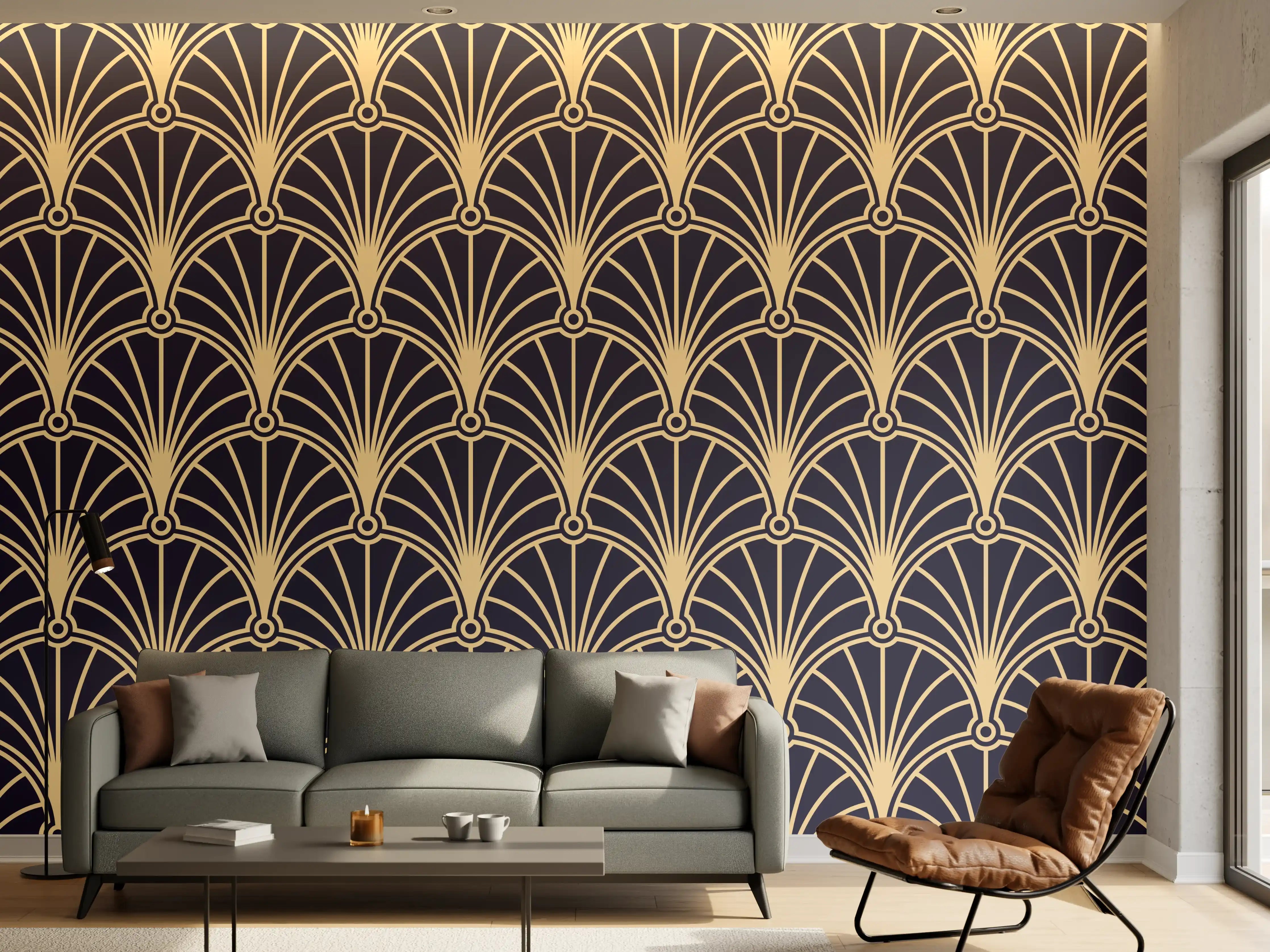 Wandverkleidung Wohnzimmer - Stilvolles Art-Deko-Muster