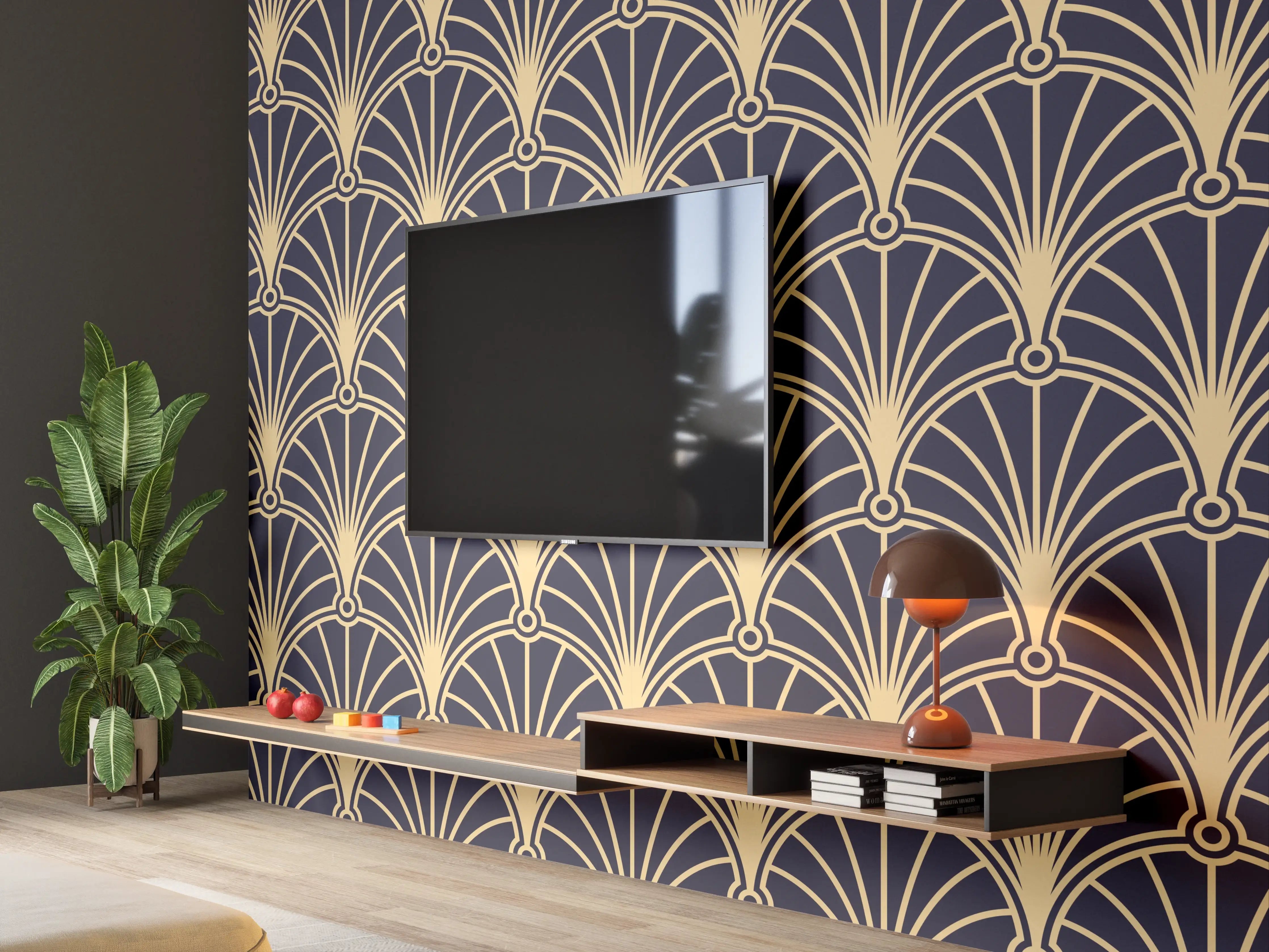 Wandverkleidung Wohnzimmer - Stilvolles Art-Deko-Muster
