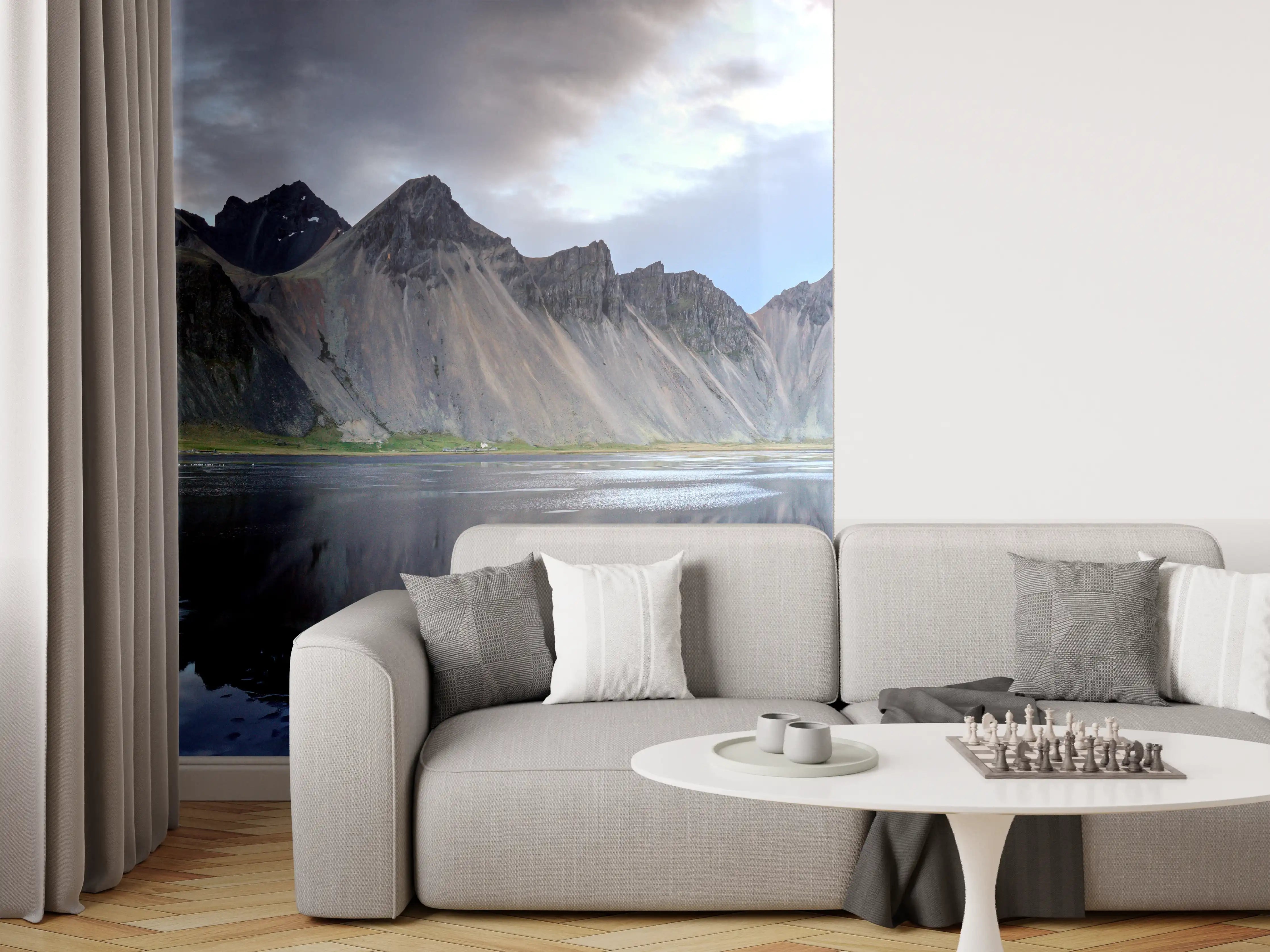 Wandverkleidung Wohnzimmer - Stokksnes an der isländischen Küste