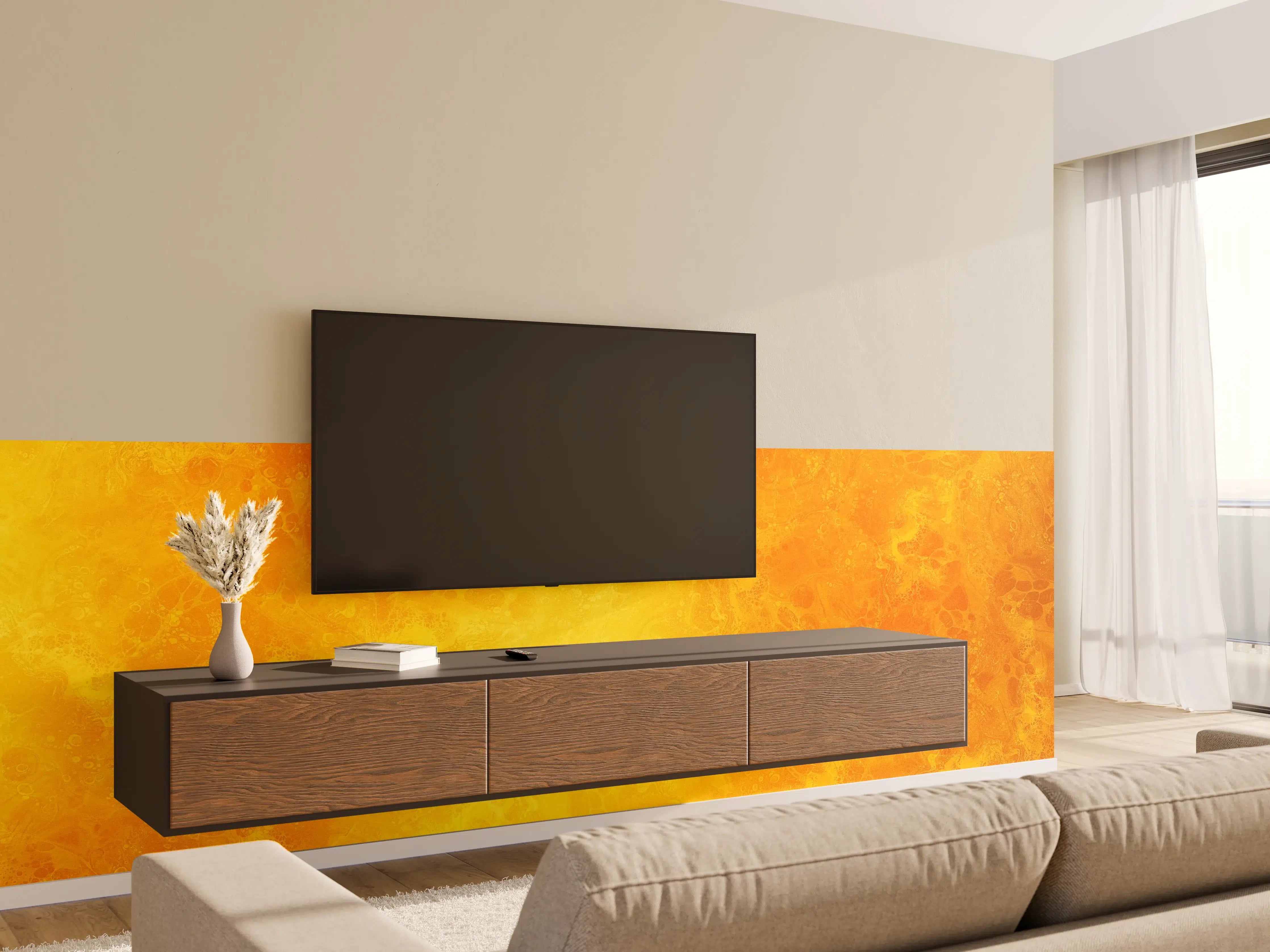 Wandverkleidung Wohnzimmer - Strahlendes Orange: Lebendige Farbpalette