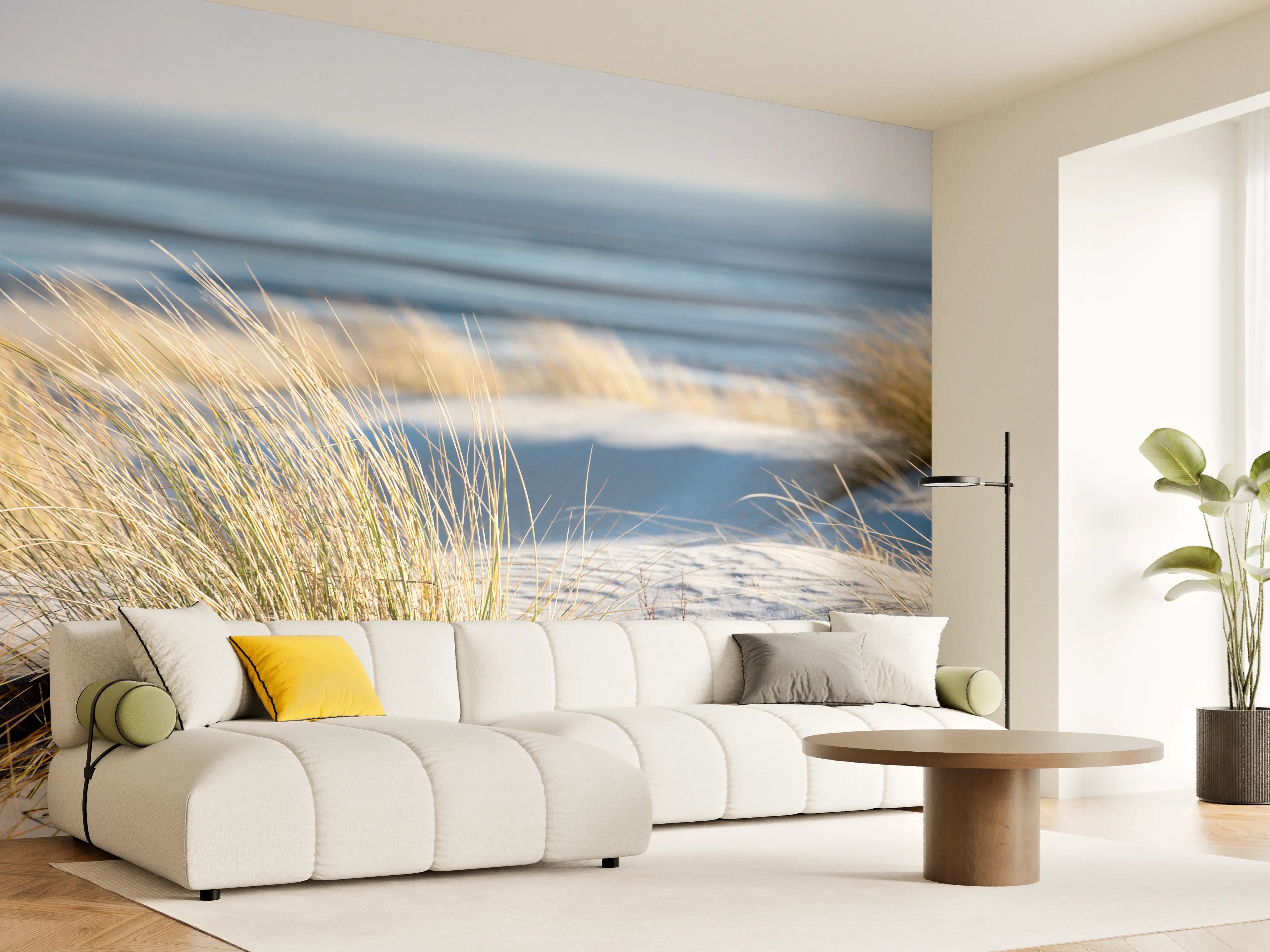 Wandverkleidung Wohnzimmer - Strand und Dünen bei Sonnenuntergang