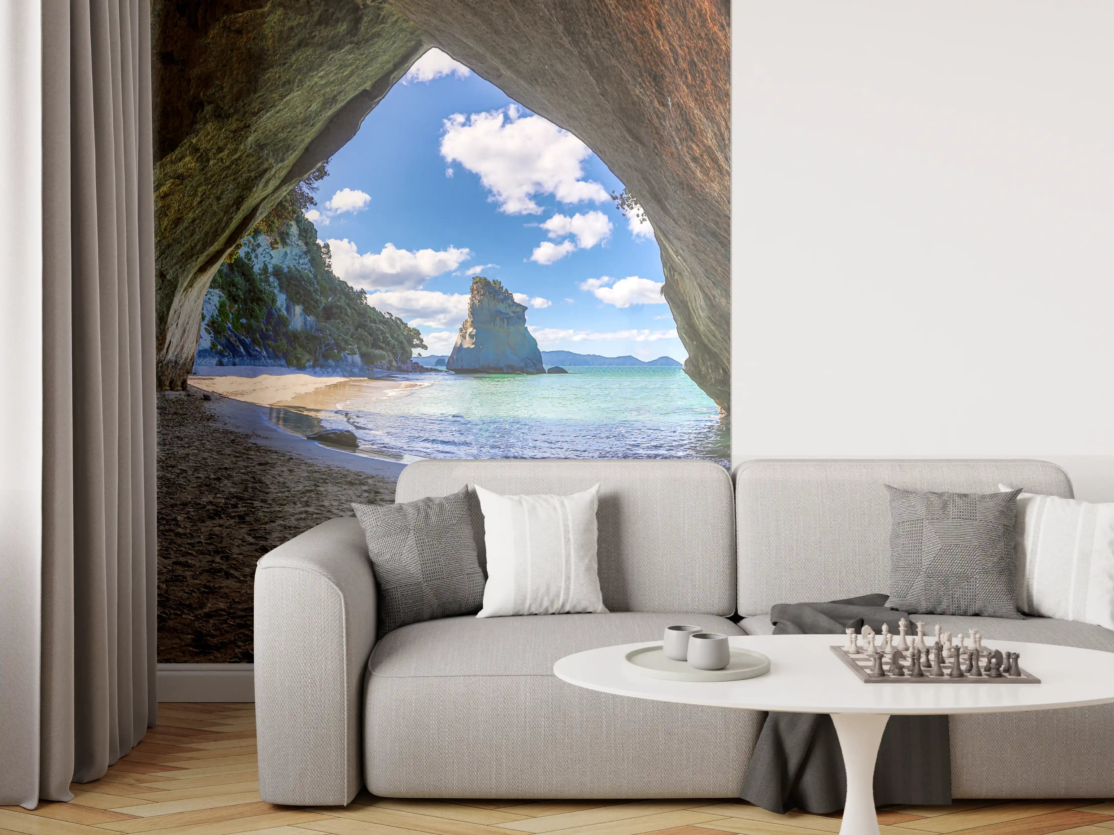 Wandverkleidung Wohnzimmer - Strandblick auf Hoho-Rock