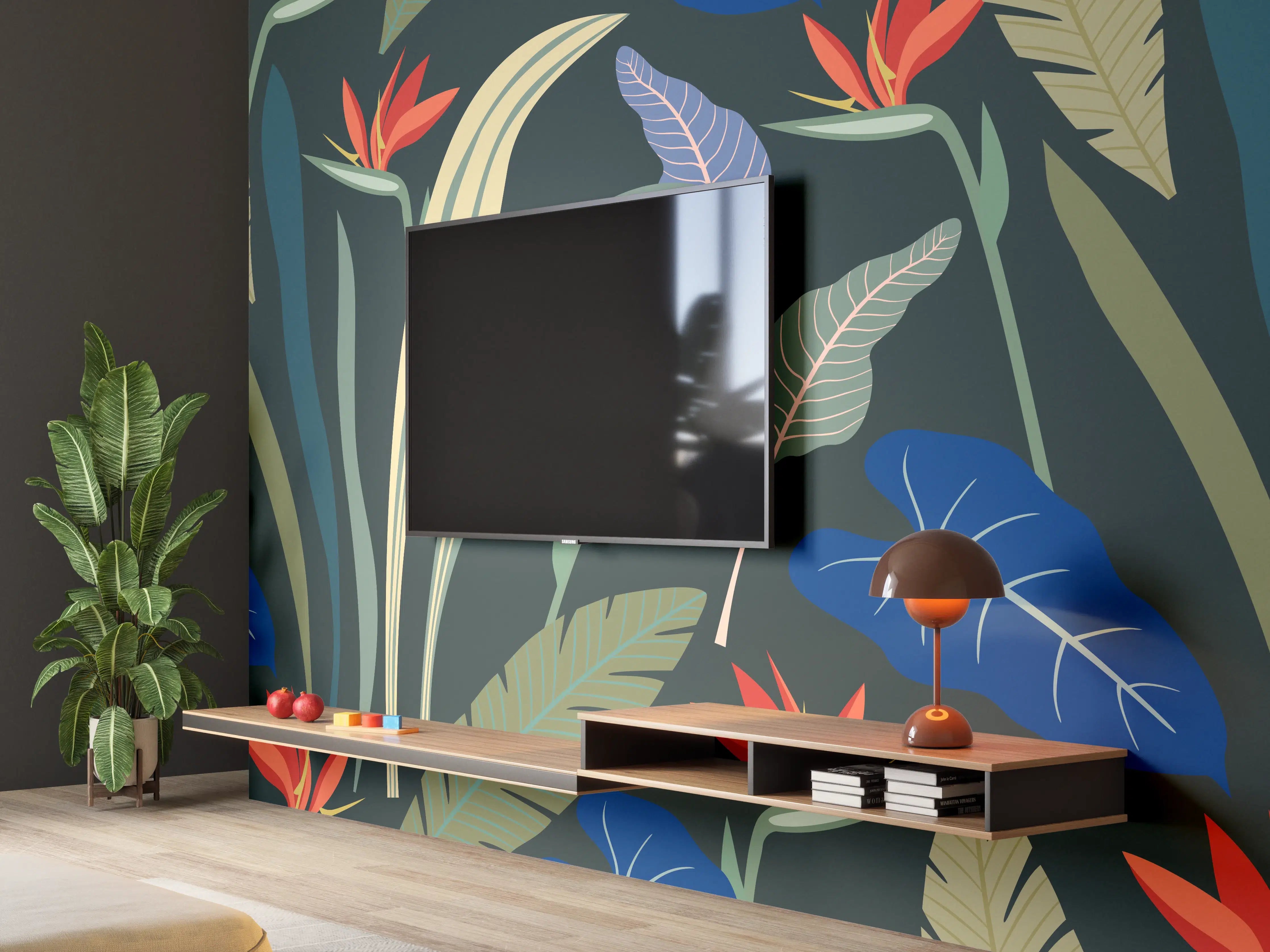 Wandverkleidung Wohnzimmer - Strelitzia Tropische Blütenpracht