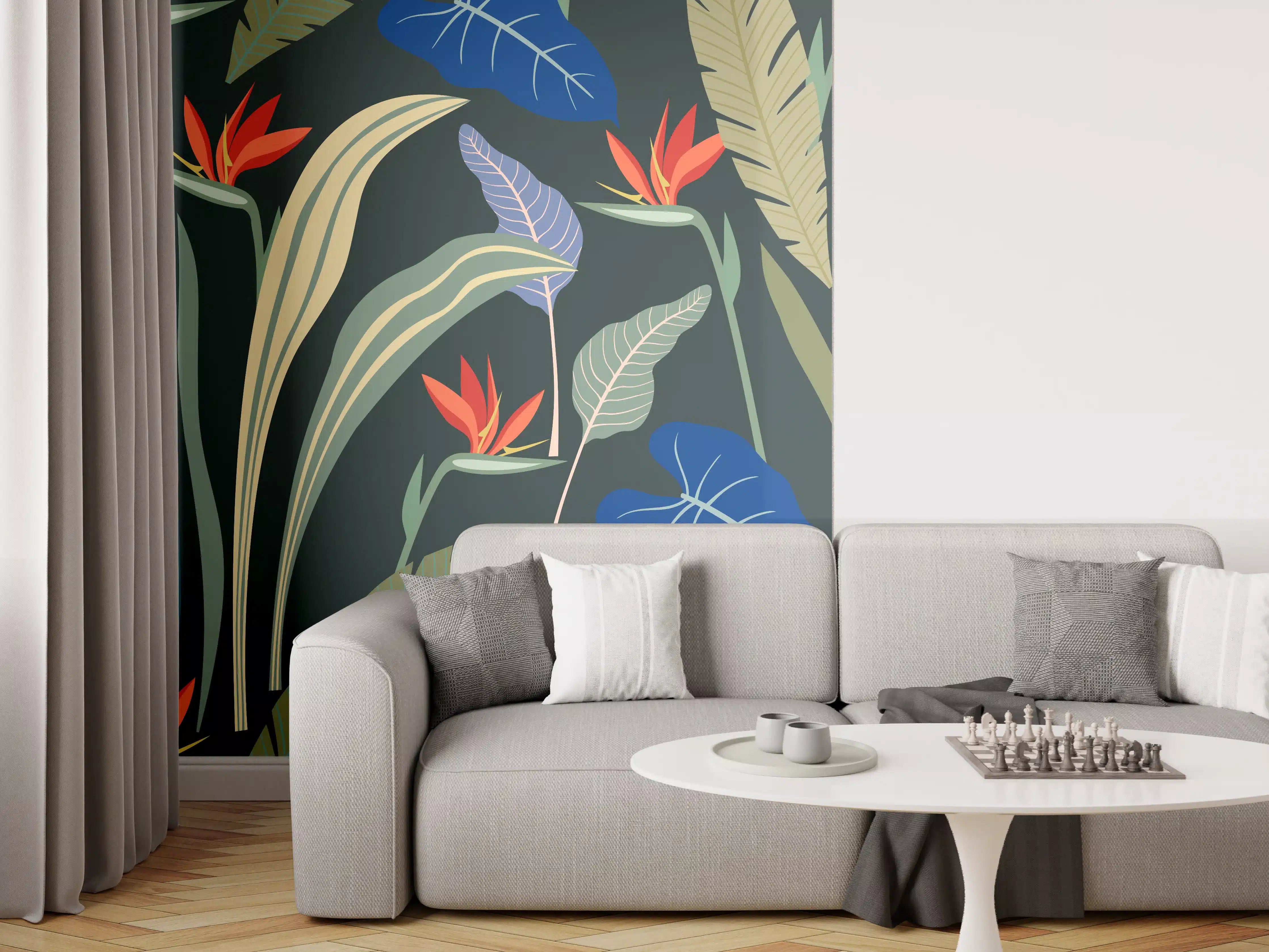 Wandverkleidung Wohnzimmer - Strelitzia Tropische Blütenpracht