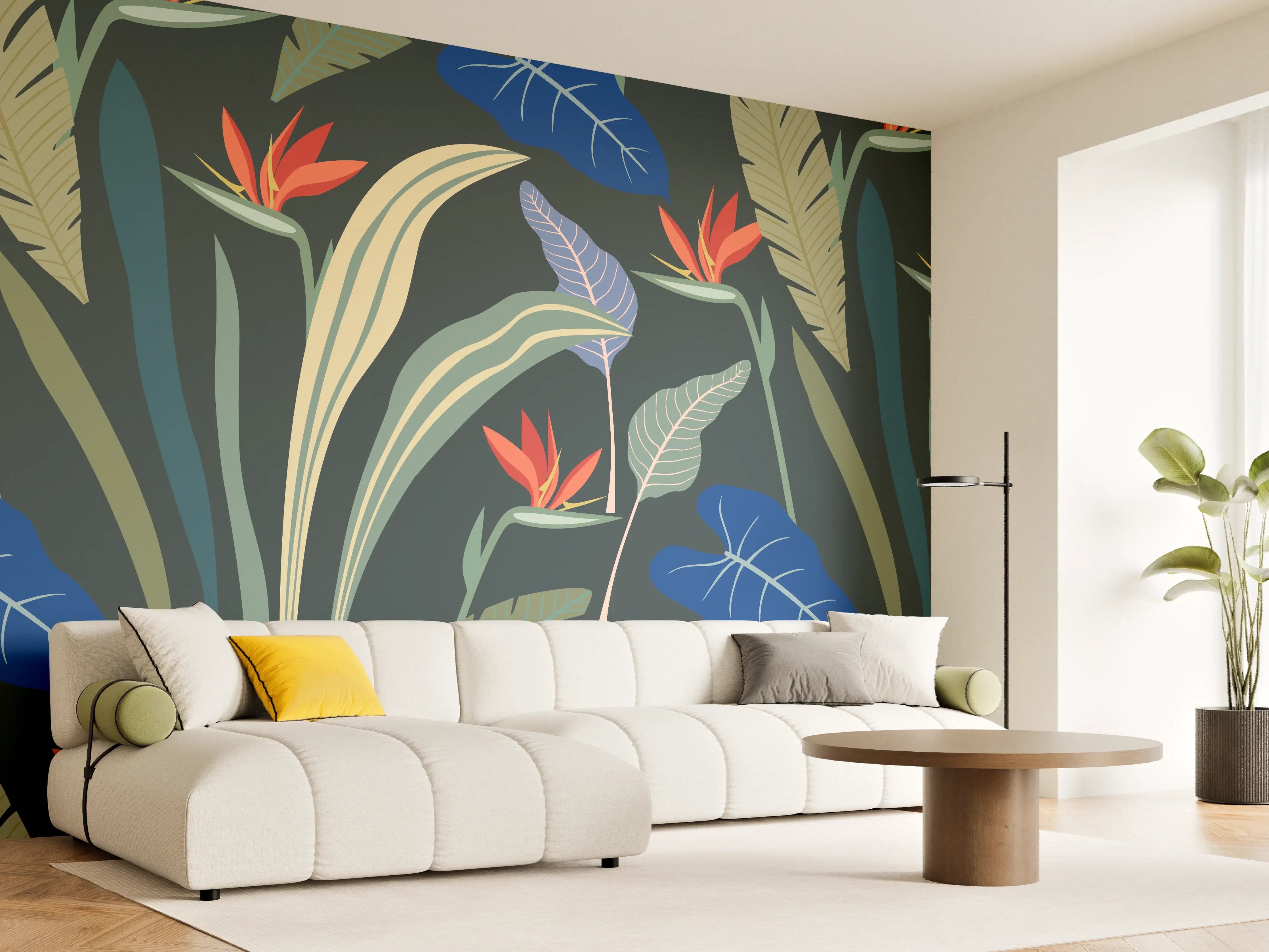 Wandverkleidung Wohnzimmer - Strelitzia Tropische Blütenpracht