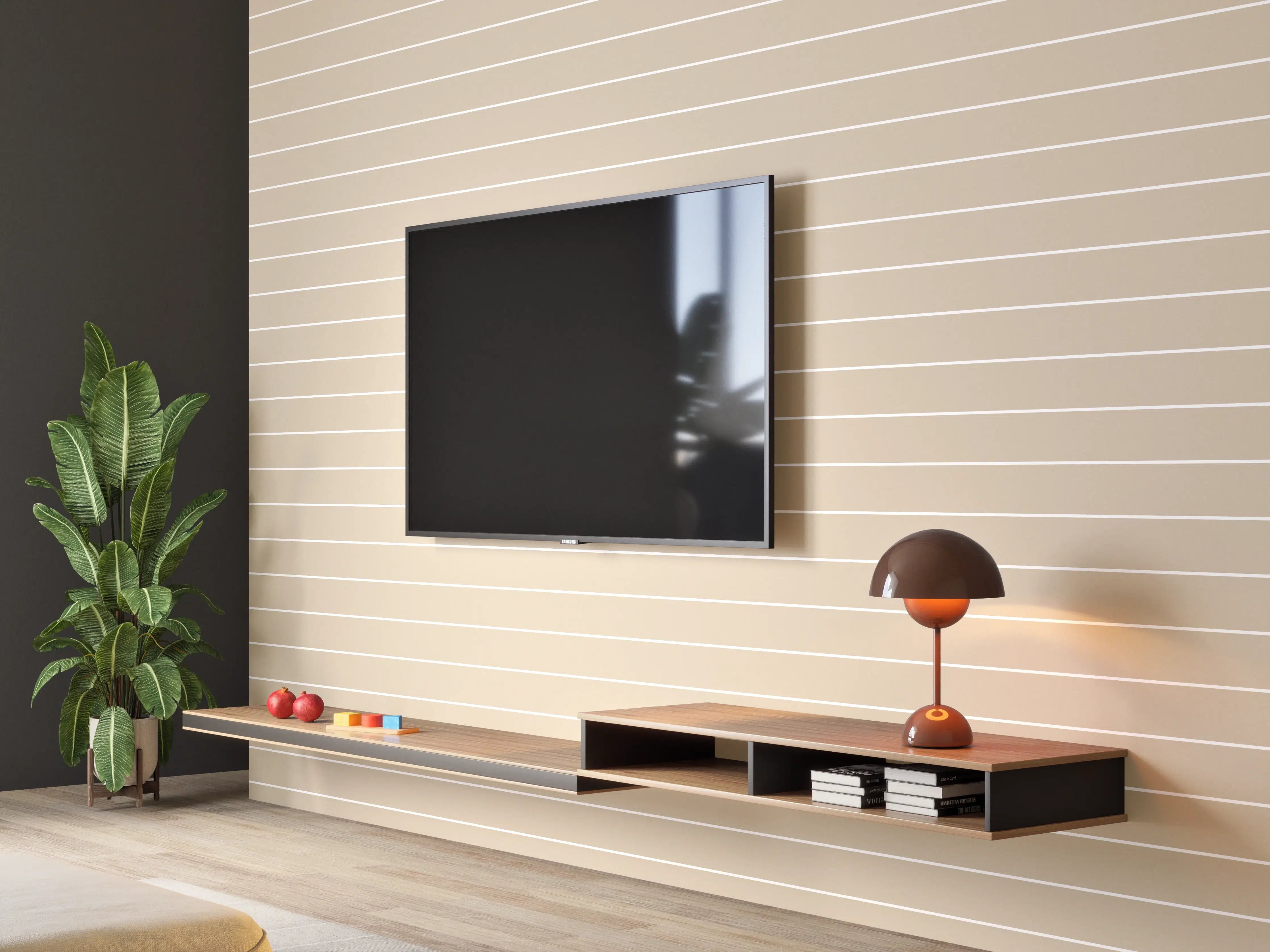 Wandverkleidung Wohnzimmer - Stripes Beige Wanddeko