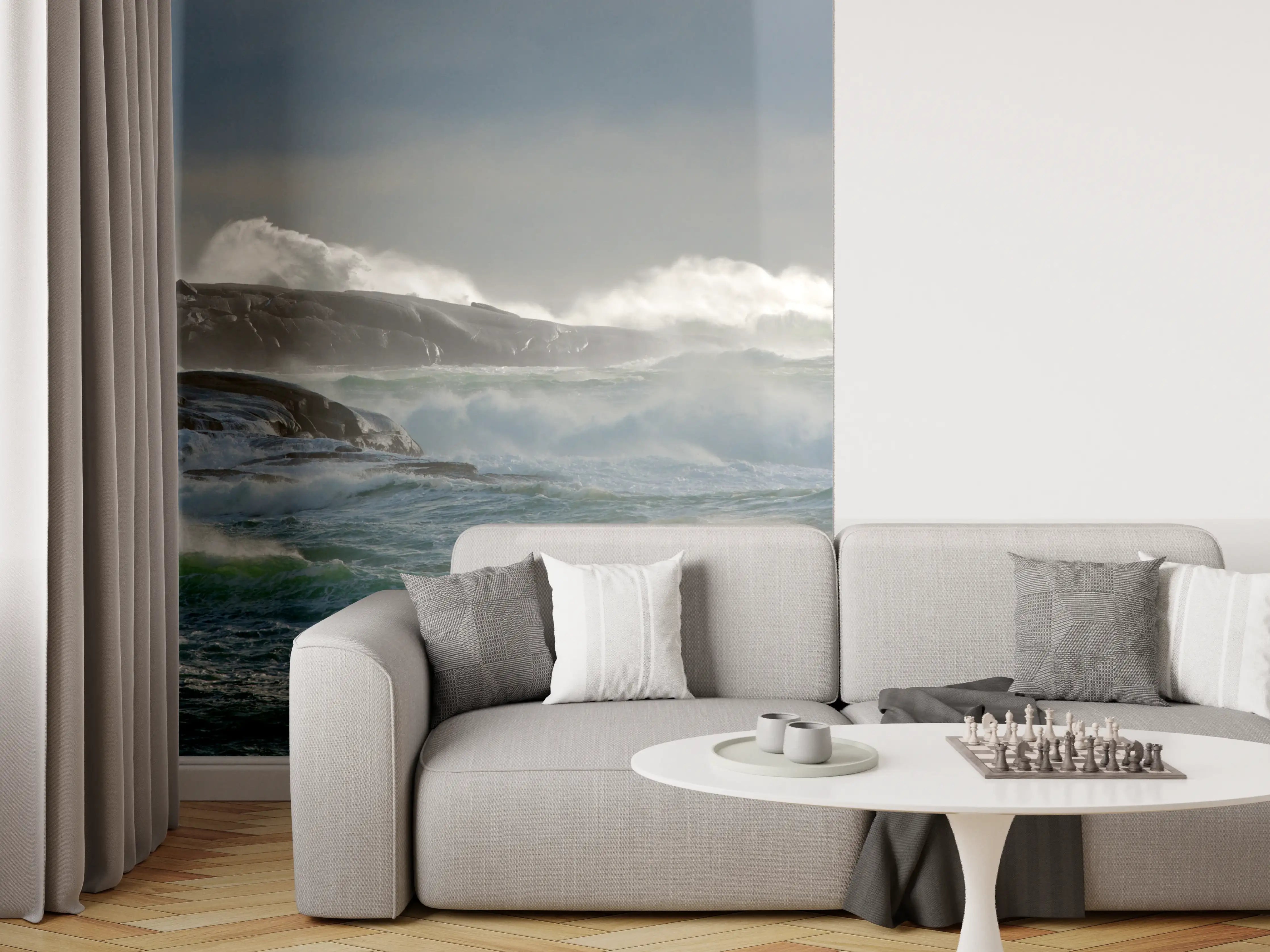 Wandverkleidung Wohnzimmer - Sturmige Meereslandschaft bei Sturm