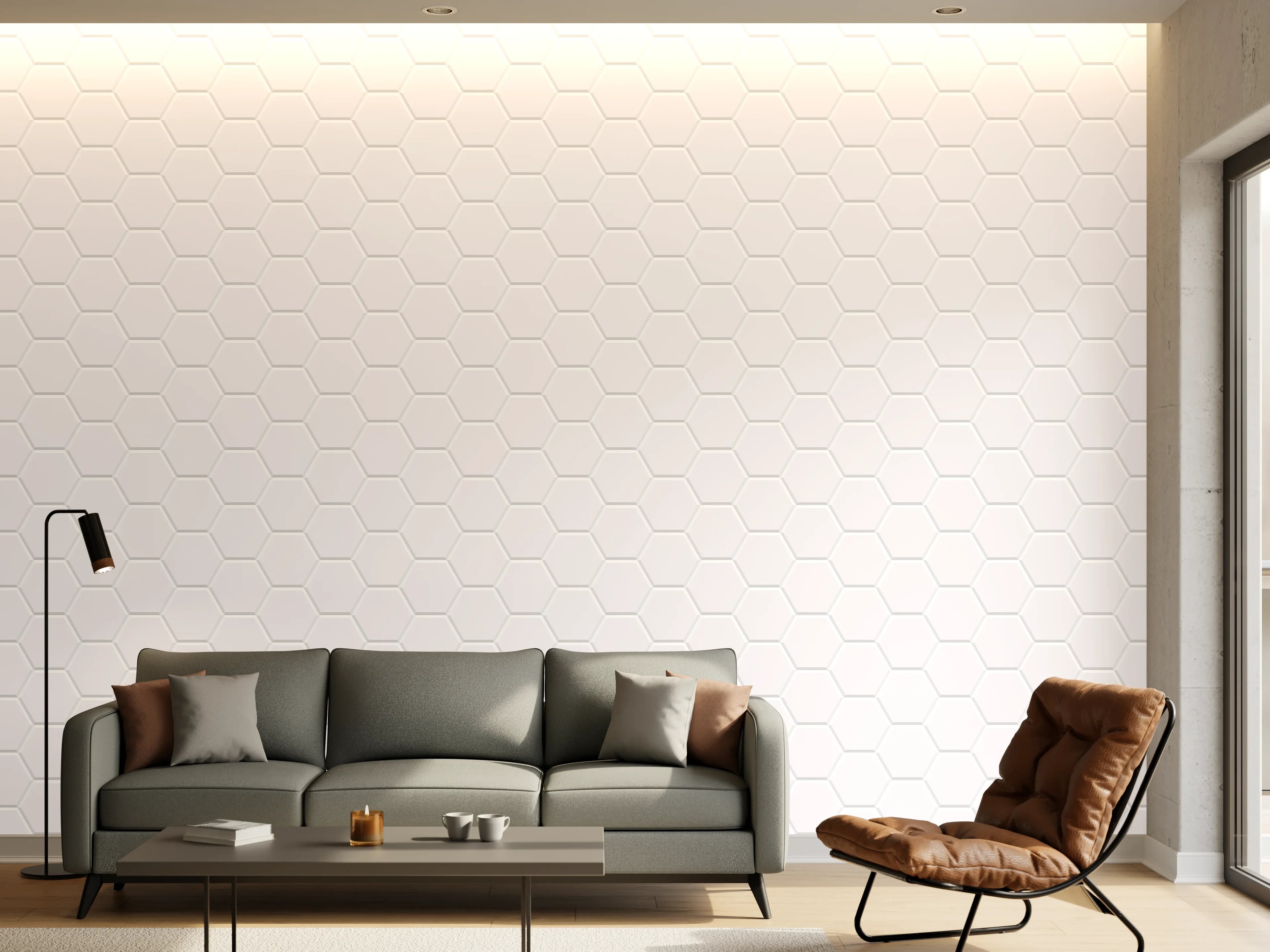 Wandverkleidung Wohnzimmer - Stylische Weiß-Grau Wandtextur