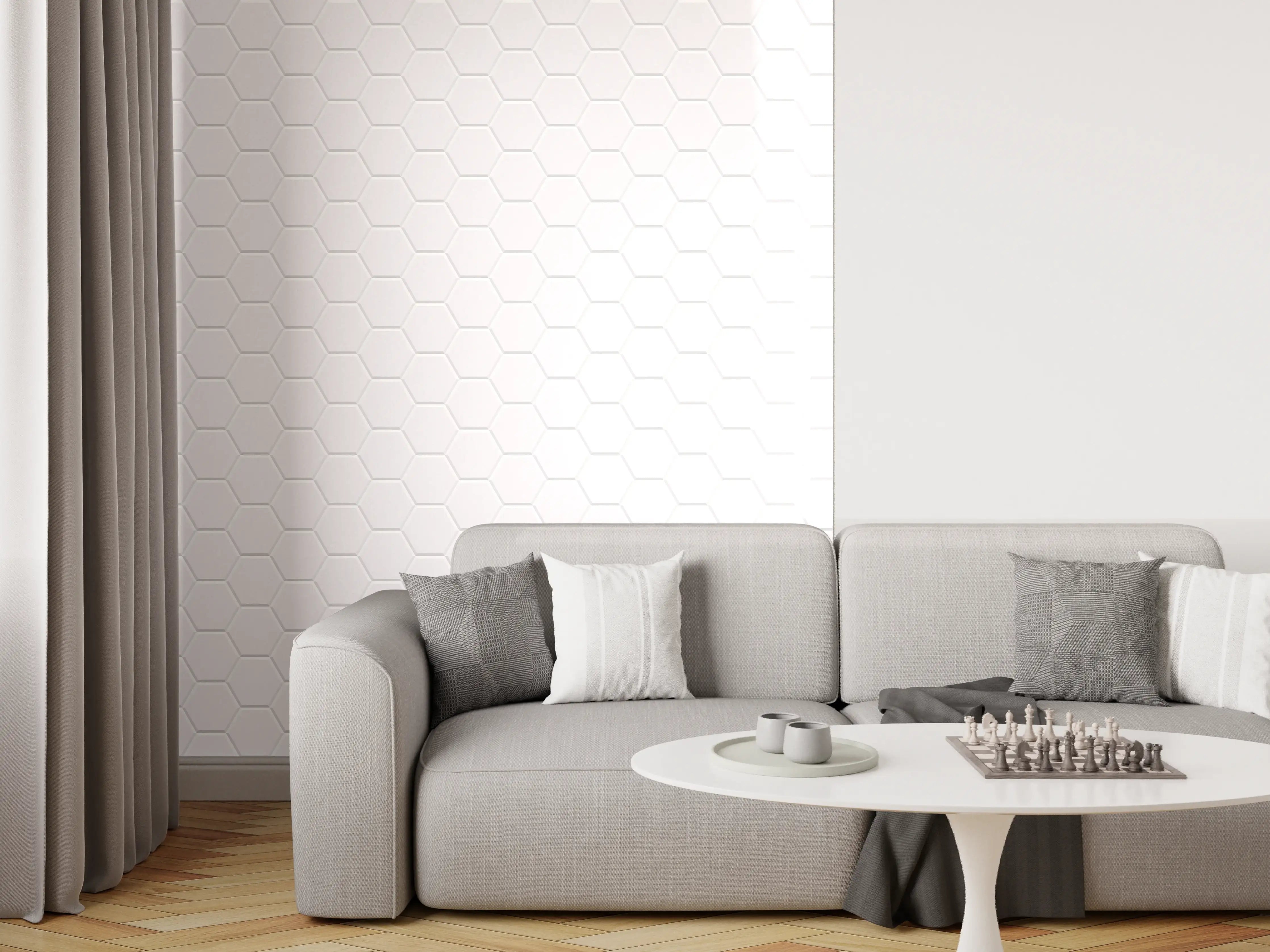 Wandverkleidung Wohnzimmer - Stylische Weiß-Grau Wandtextur