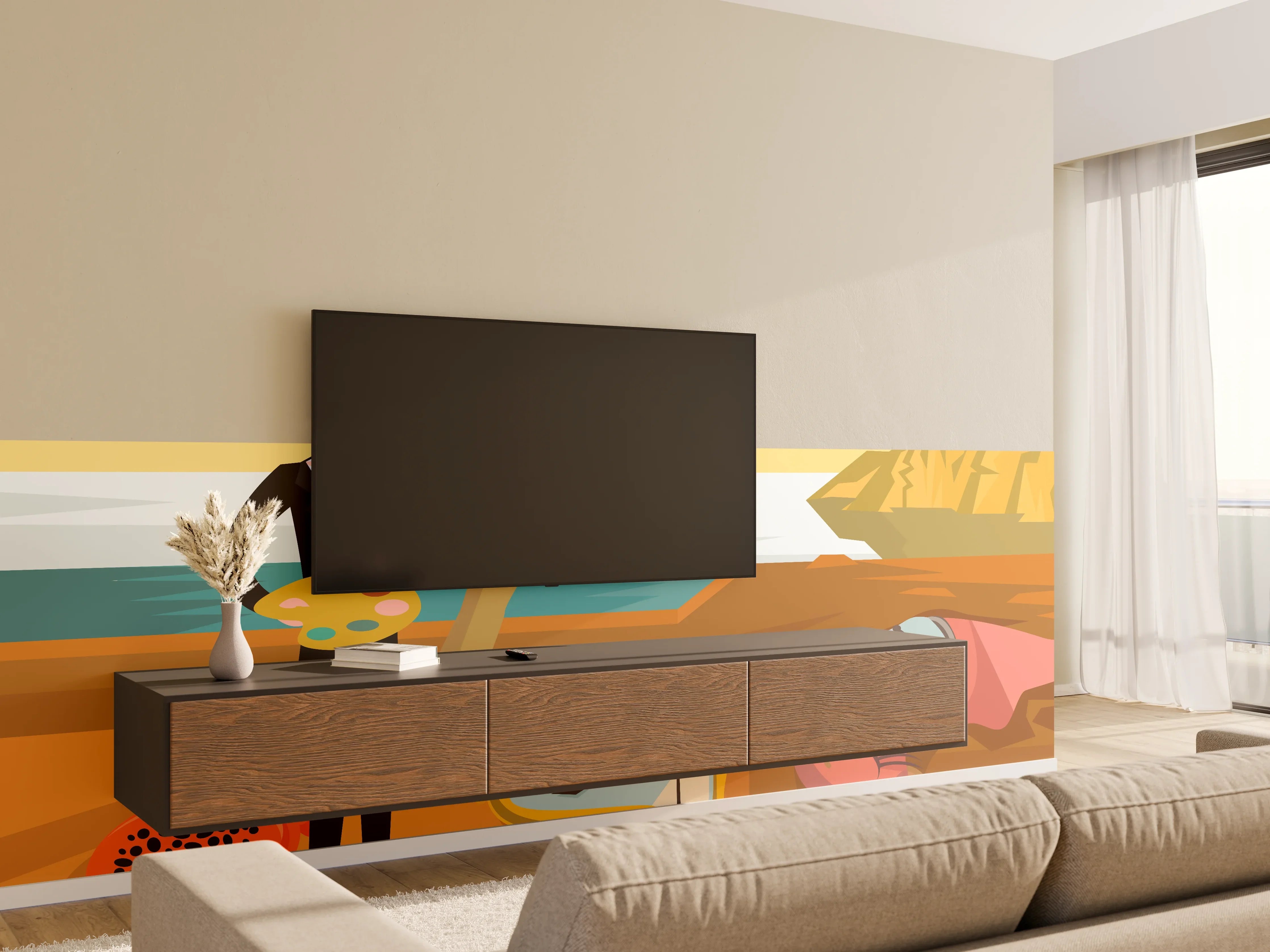Wandverkleidung Wohnzimmer - Surrealismus Meeresblick Malerei