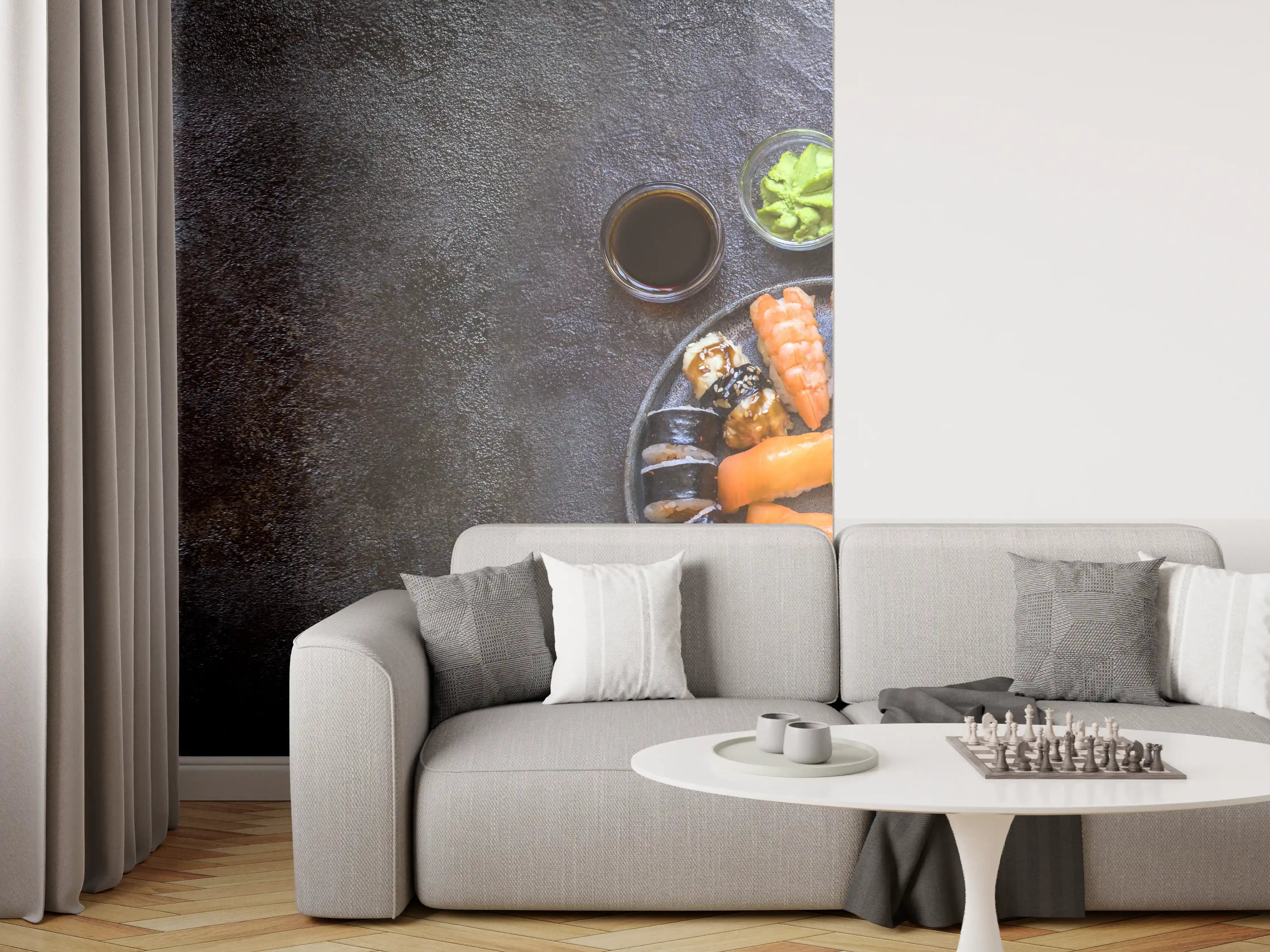 Wandverkleidung Wohnzimmer - Sushi-Bowl mit Lachs