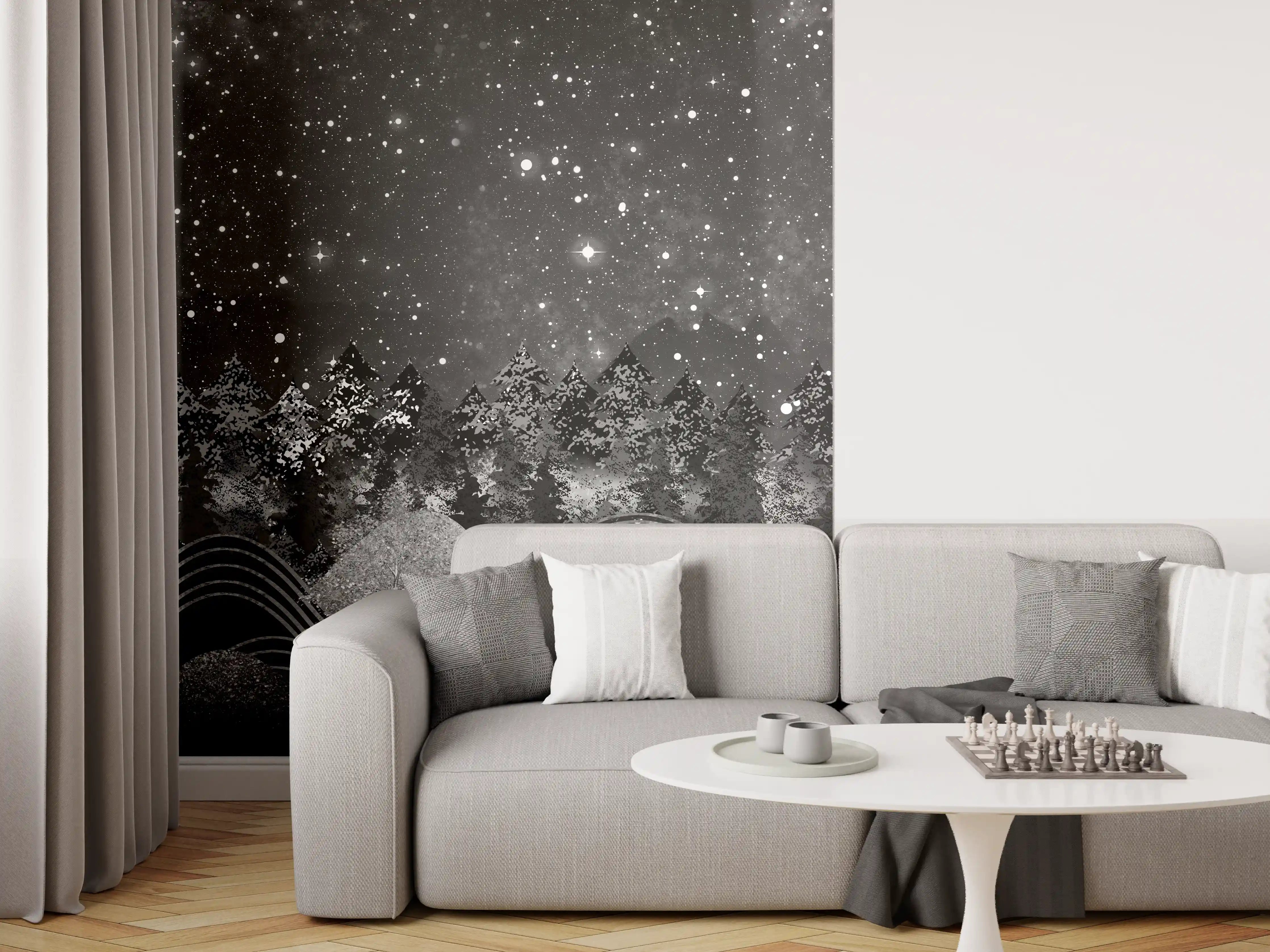 Wandverkleidung Wohnzimmer - Tapete einer Landschaft - 3D