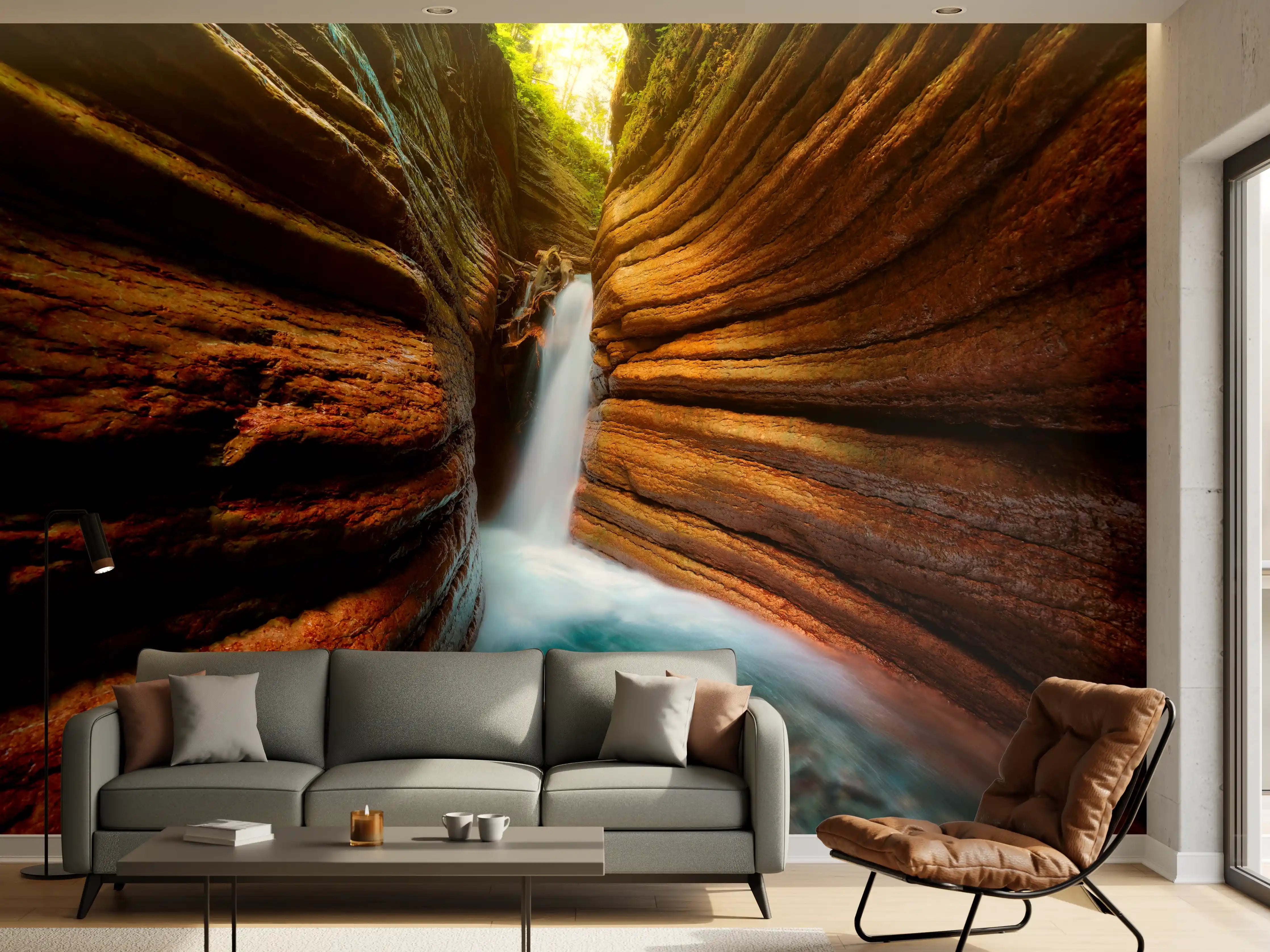 Wandverkleidung Wohnzimmer - Tauglebach Klamm Slot Canyon River in Austria
