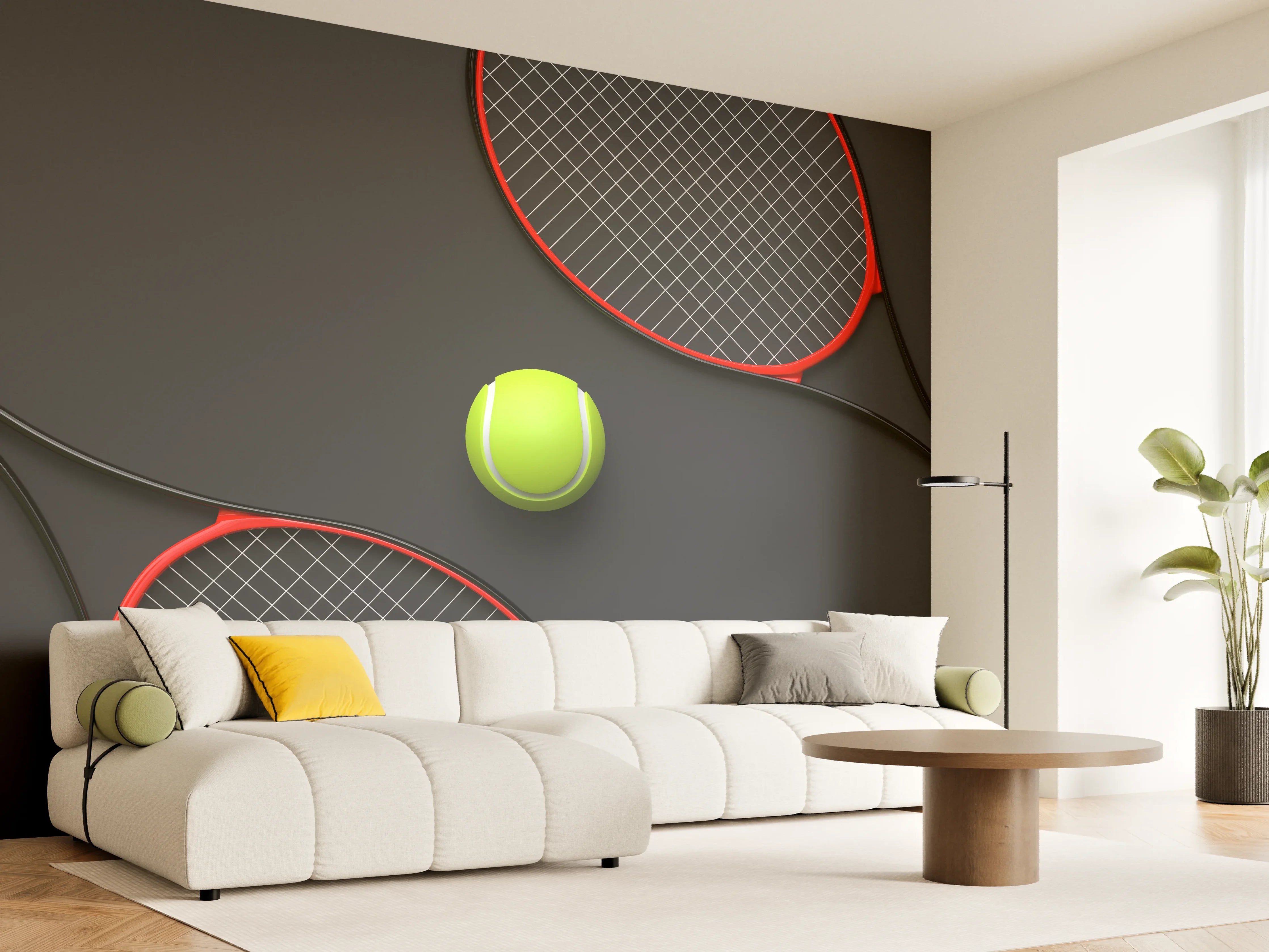 Wandverkleidung Wohnzimmer - Tennis - 3D Render