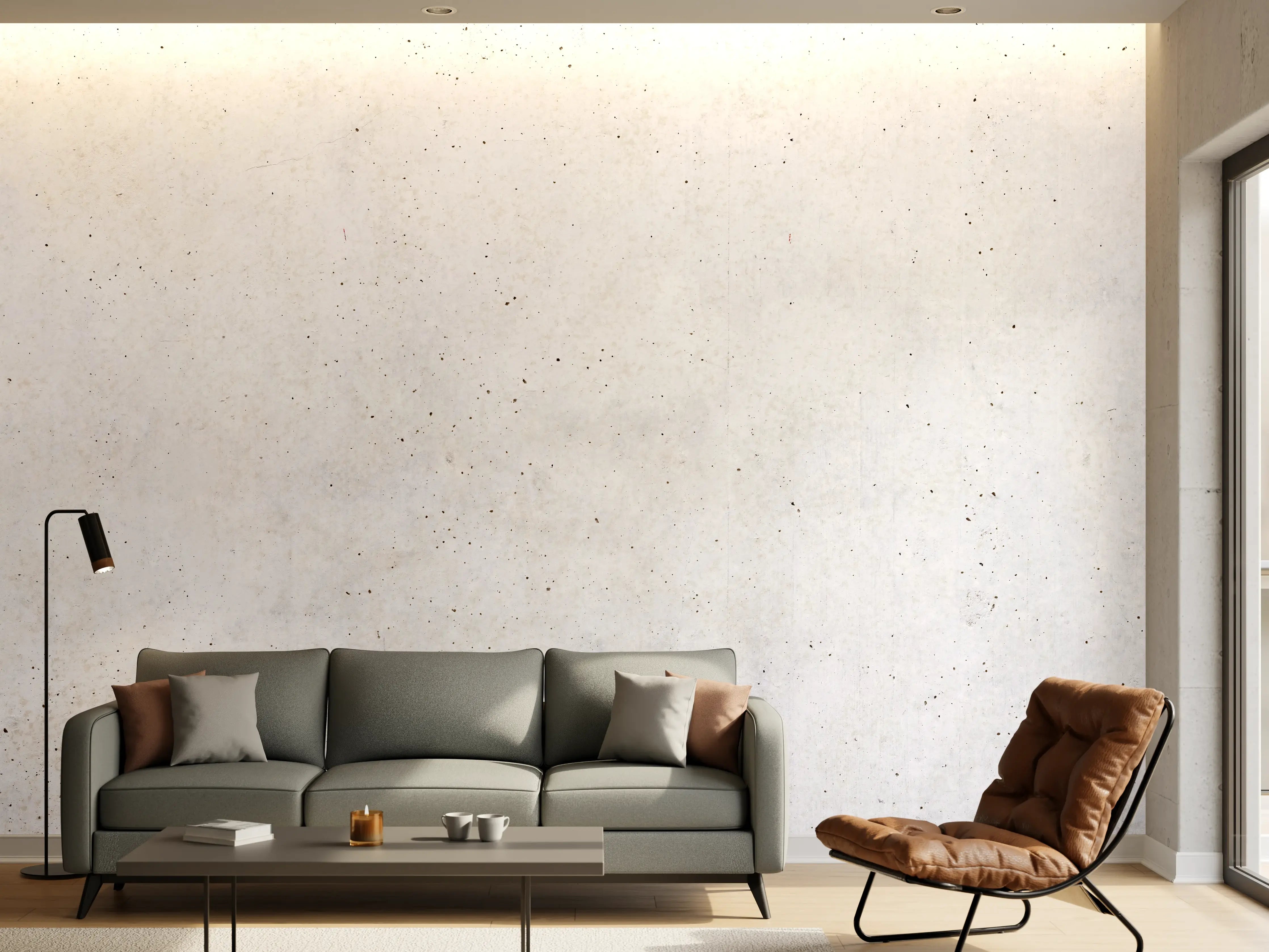 Wandverkleidung Wohnzimmer - Textur einer weißen Betonwand