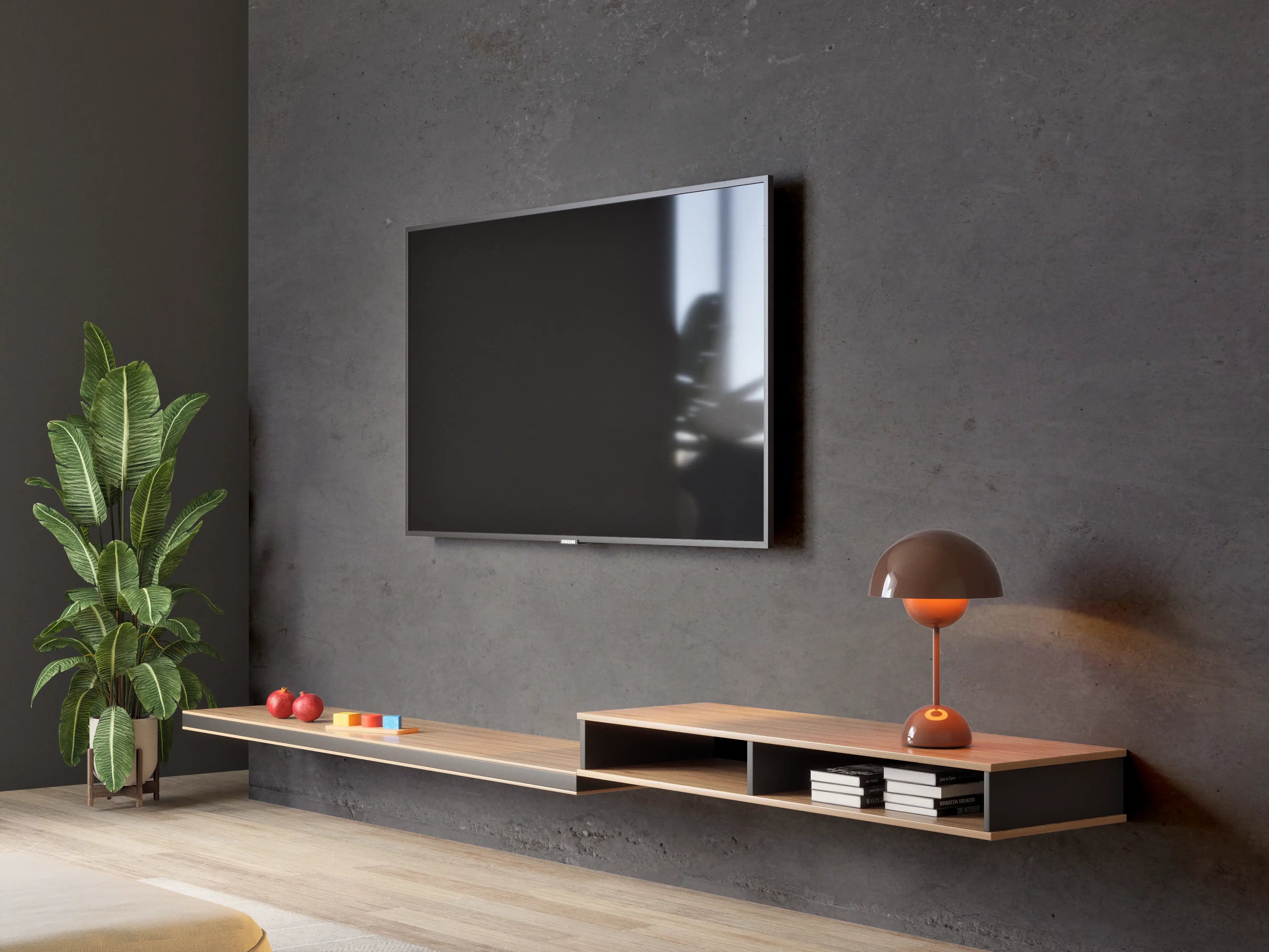 Wandverkleidung Wohnzimmer - Textur von poliertem Beton