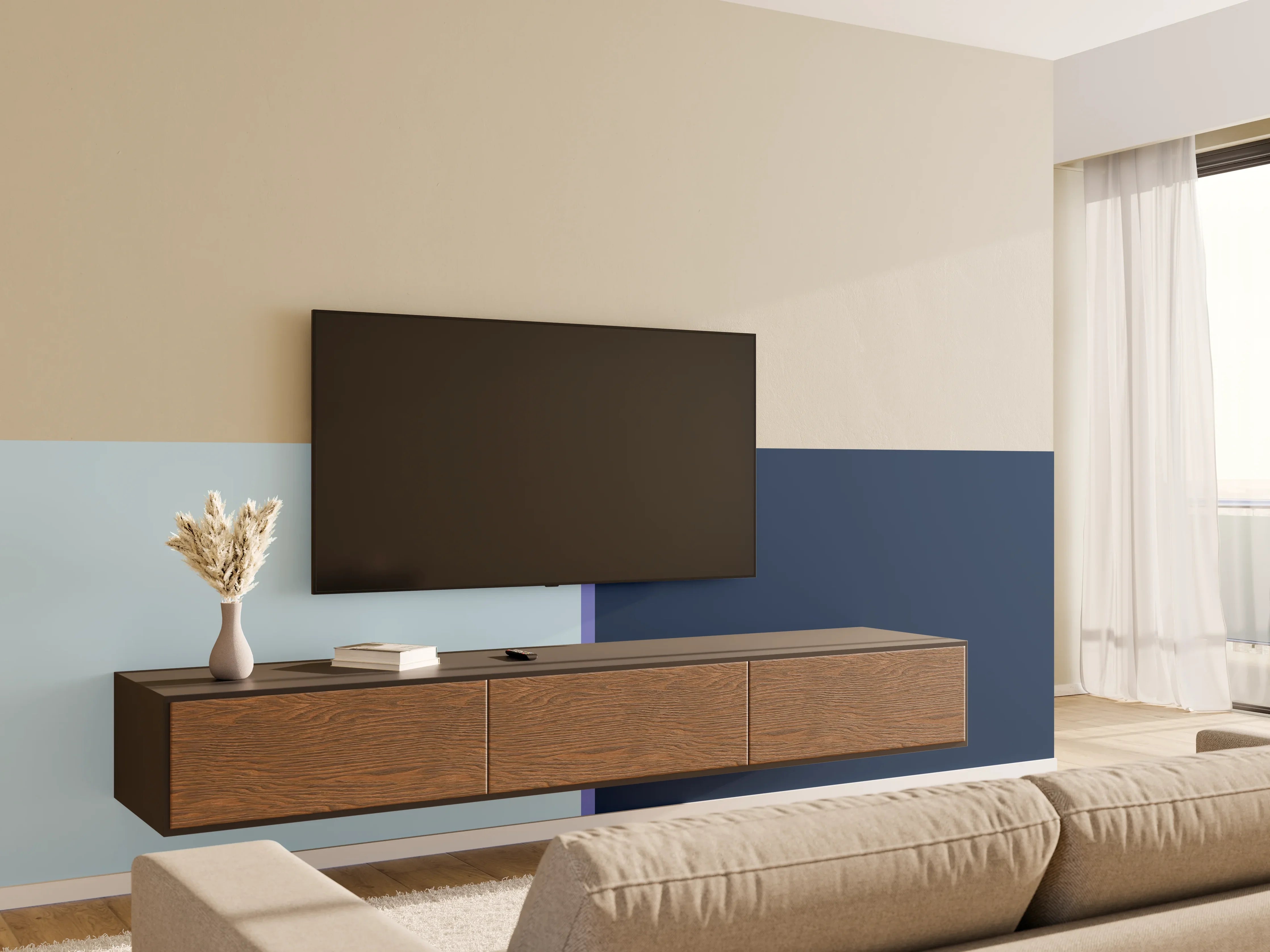 Wandverkleidung Wohnzimmer - The Blues - Easy Vertical - Blueberry