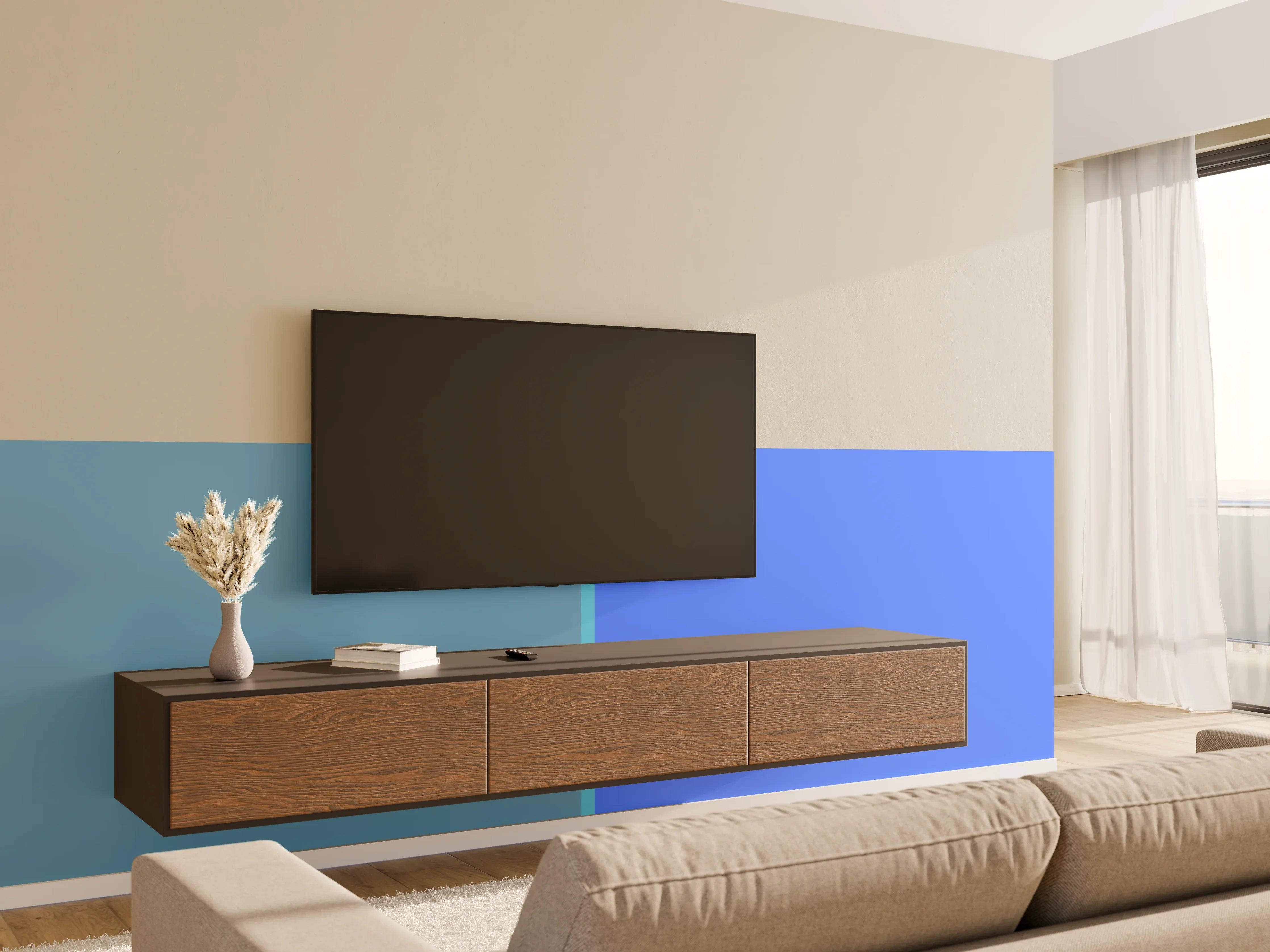 Wandverkleidung Wohnzimmer - The Blues - Easy Vertical - Cornflower