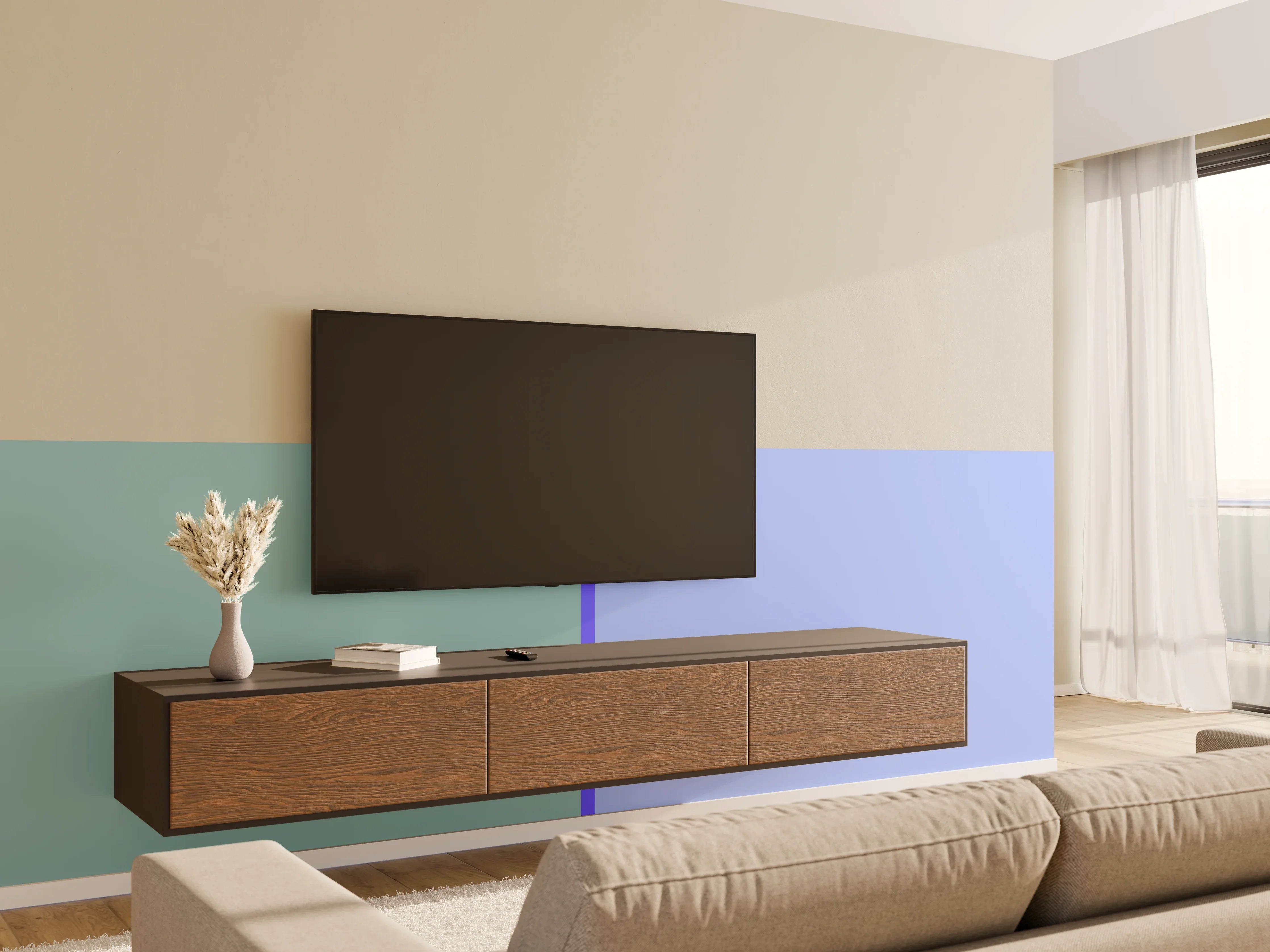 Wandverkleidung Wohnzimmer - The Blues - Easy Vertical - Lavender