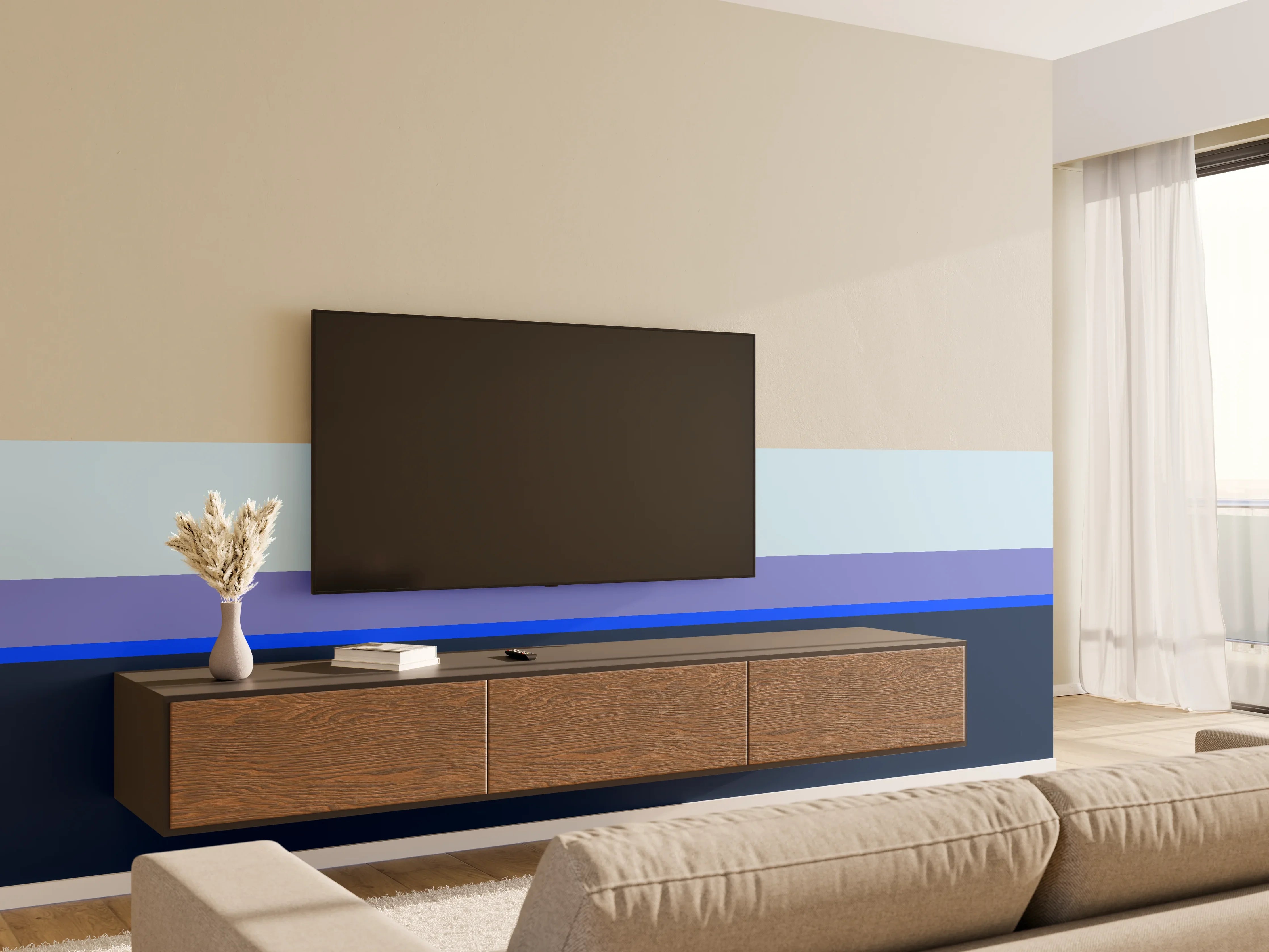 Wandverkleidung Wohnzimmer - The Blues - Horizontal - Blueberry