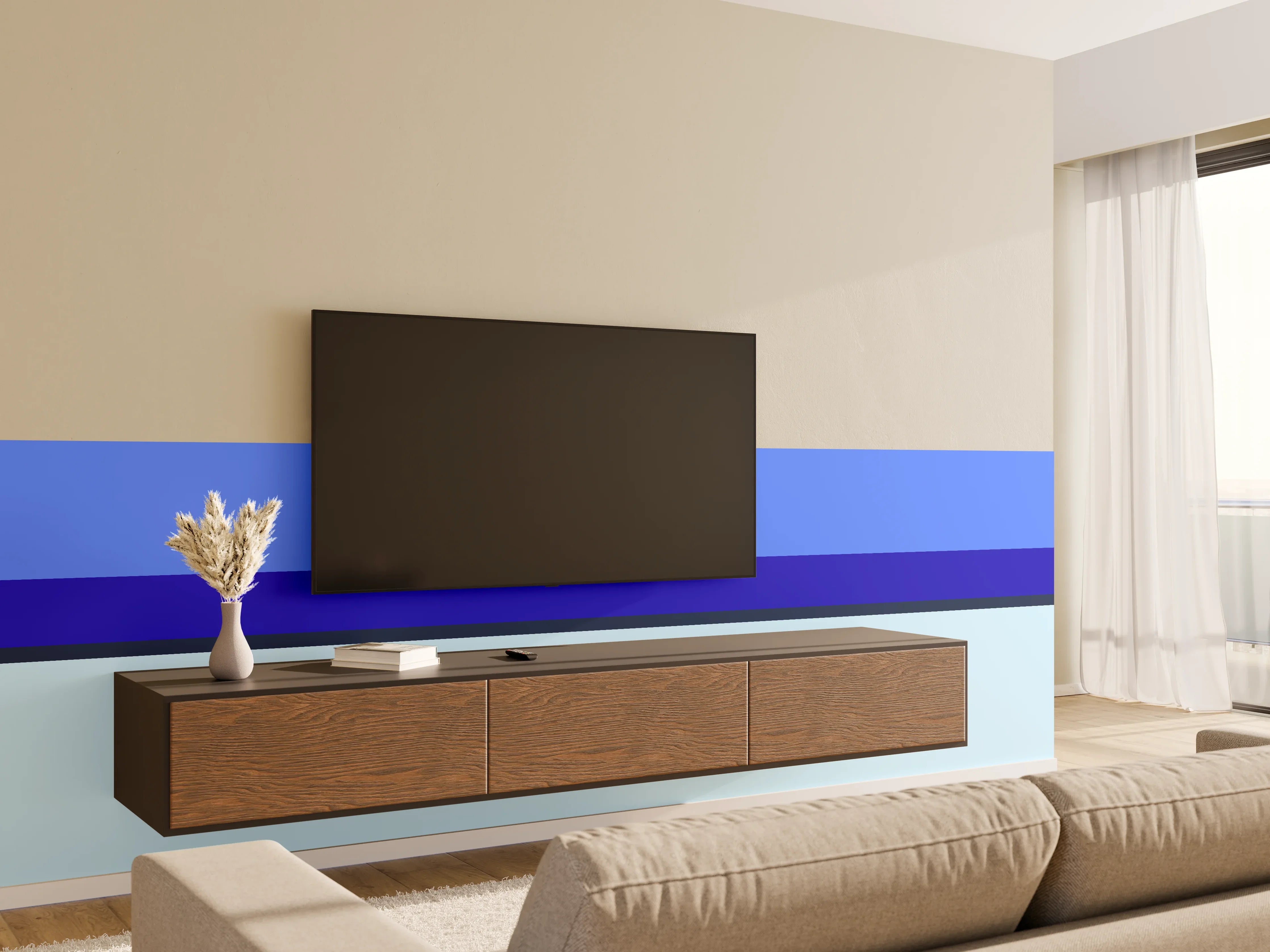 Wandverkleidung Wohnzimmer - The Blues - Horizontal - Waterfall