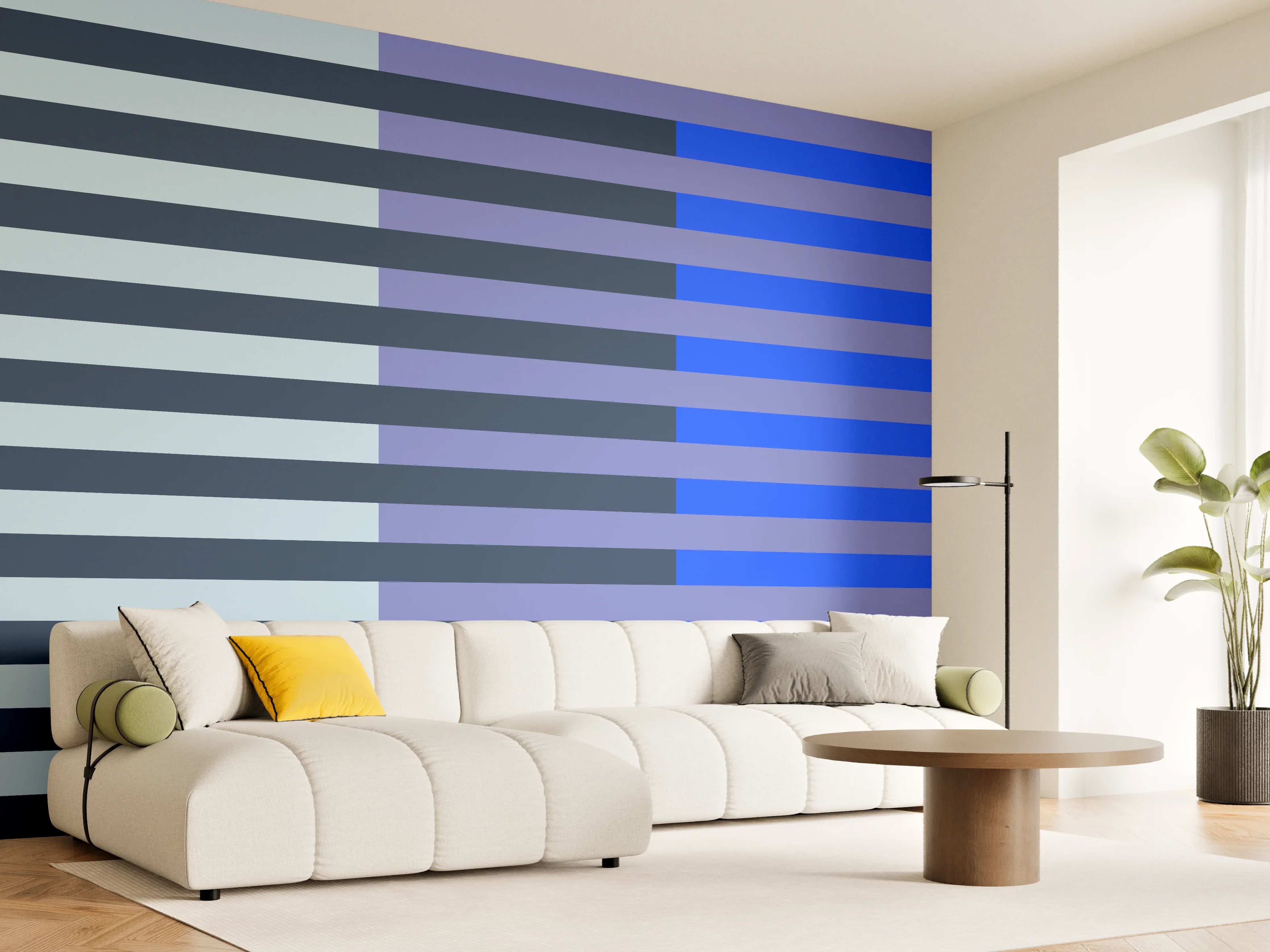 Wandverkleidung Wohnzimmer - The Blues - Multy Stripes - Blueberry