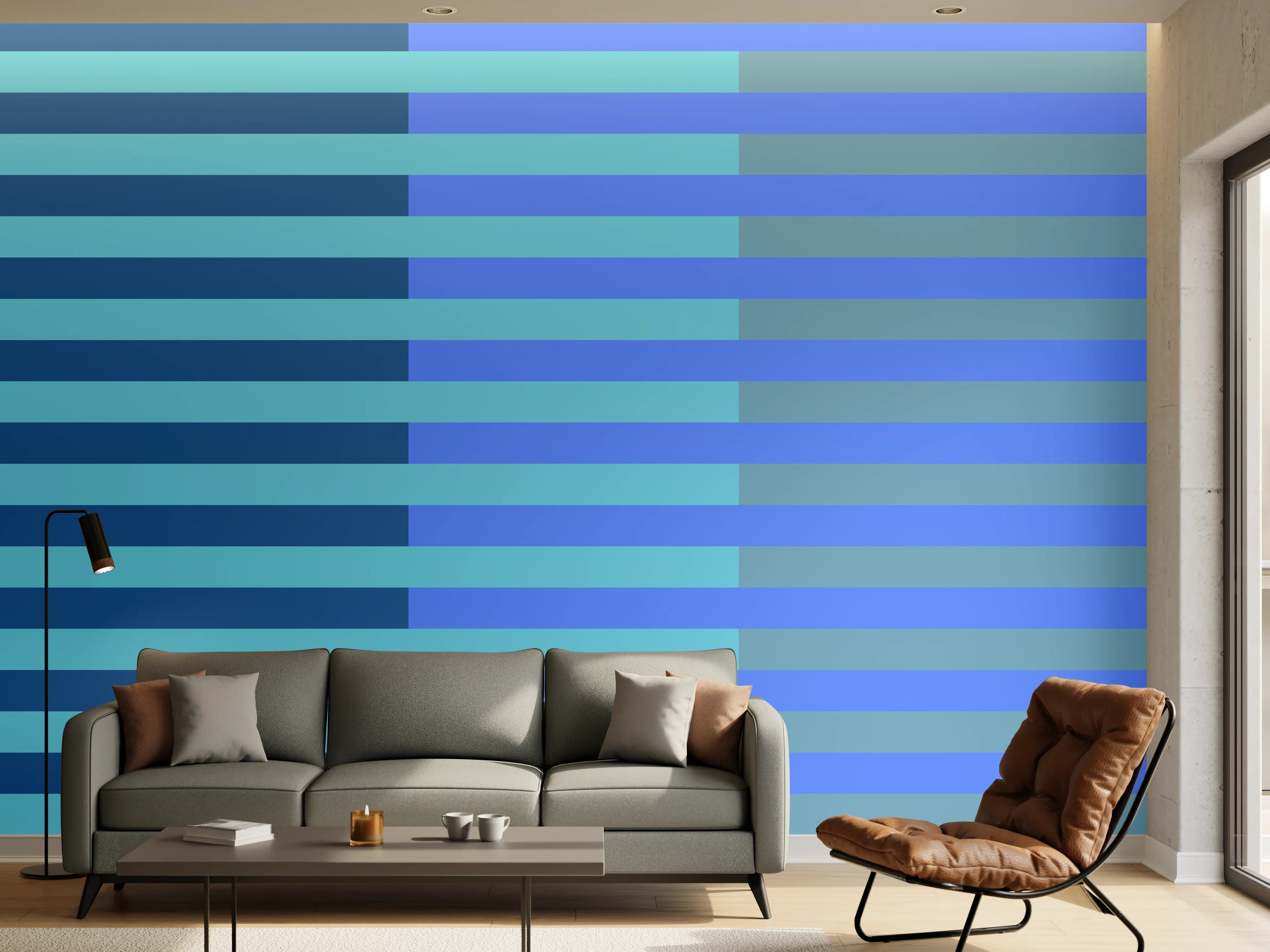 Wandverkleidung Wohnzimmer - The Blues - Multy Stripes - Cornflower