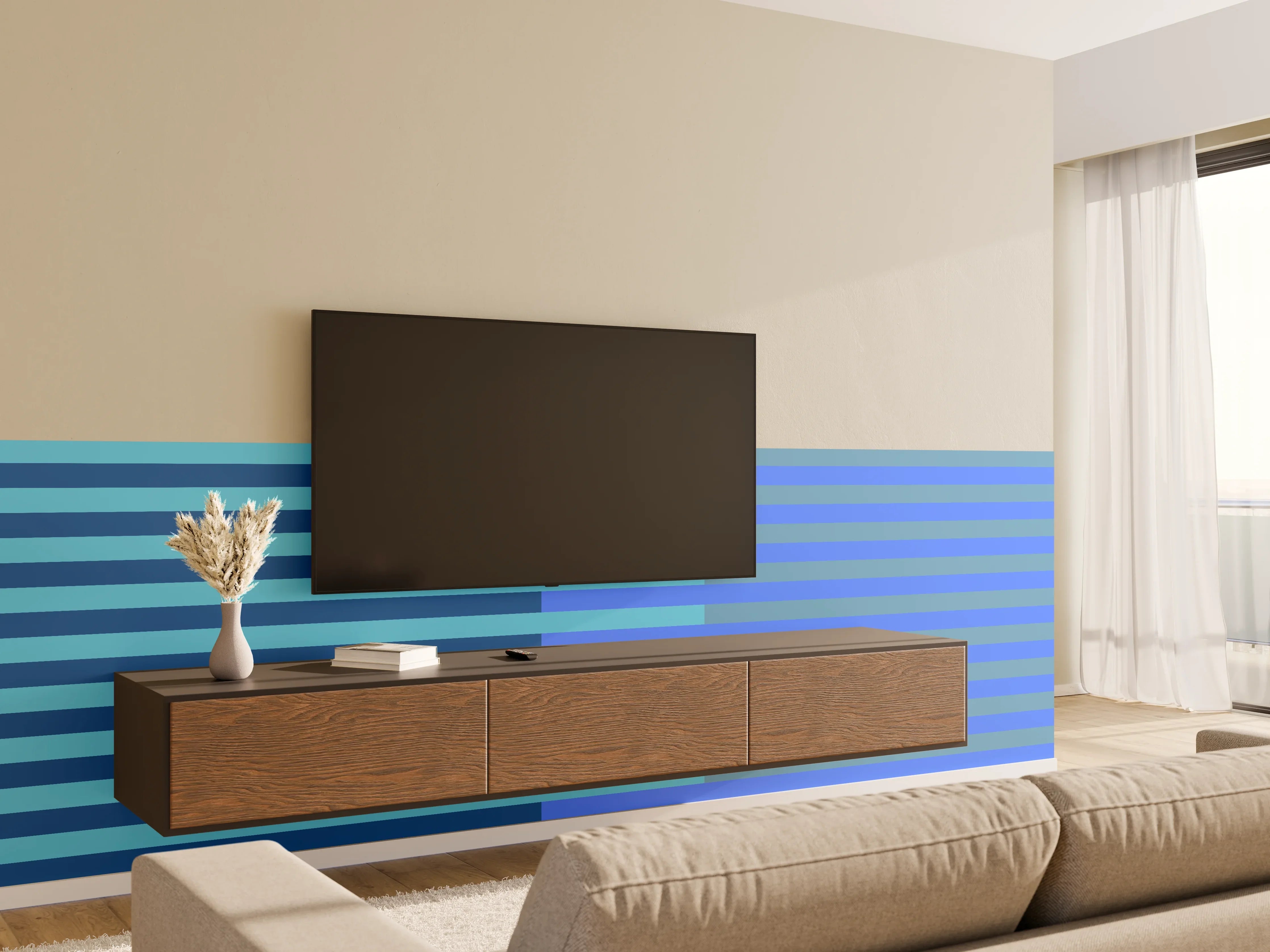 Wandverkleidung Wohnzimmer - The Blues - Multy Stripes - Cornflower
