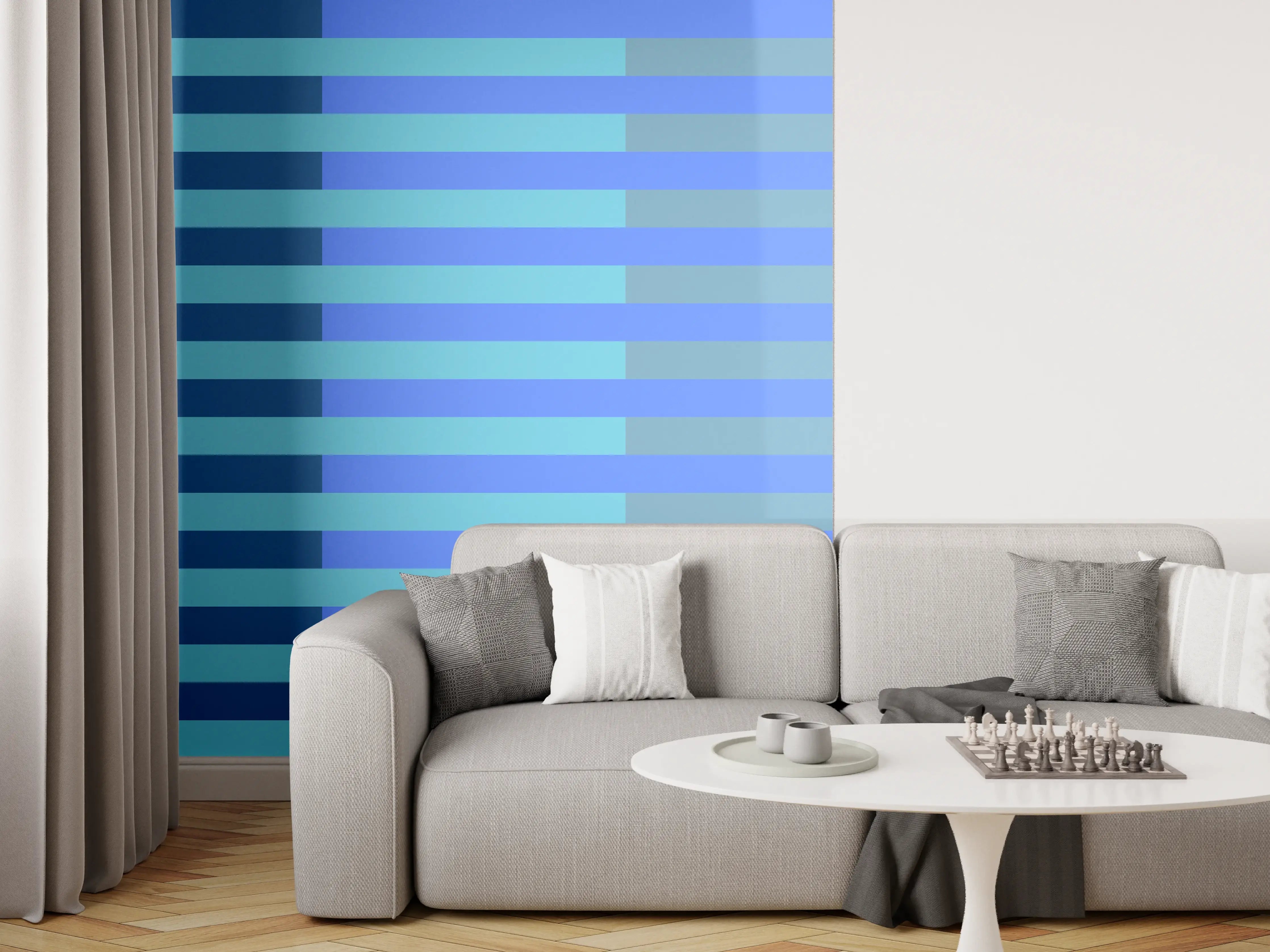 Wandverkleidung Wohnzimmer - The Blues - Multy Stripes - Cornflower