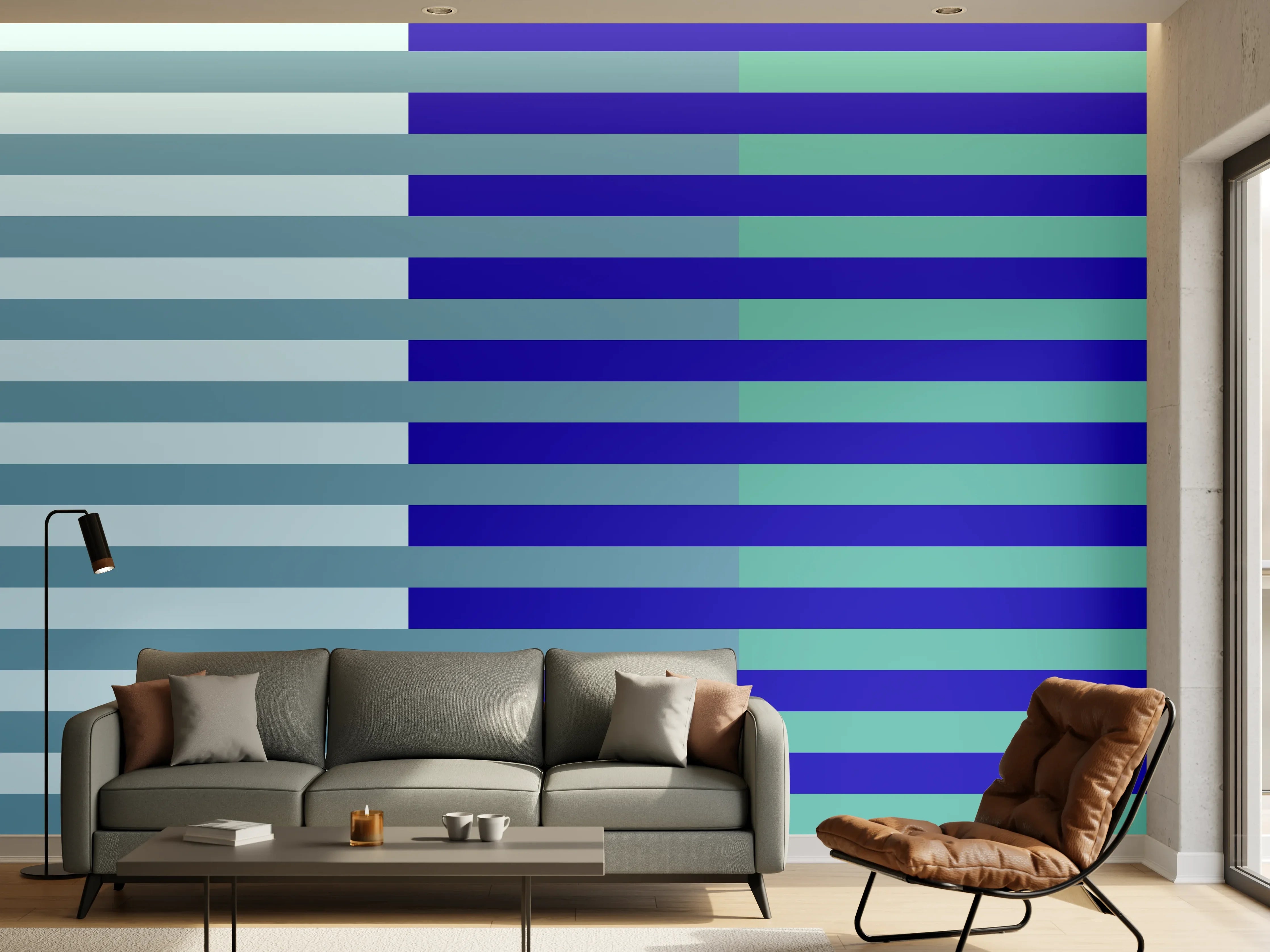 Wandverkleidung Wohnzimmer - The Blues - Multy Stripes - Ocean