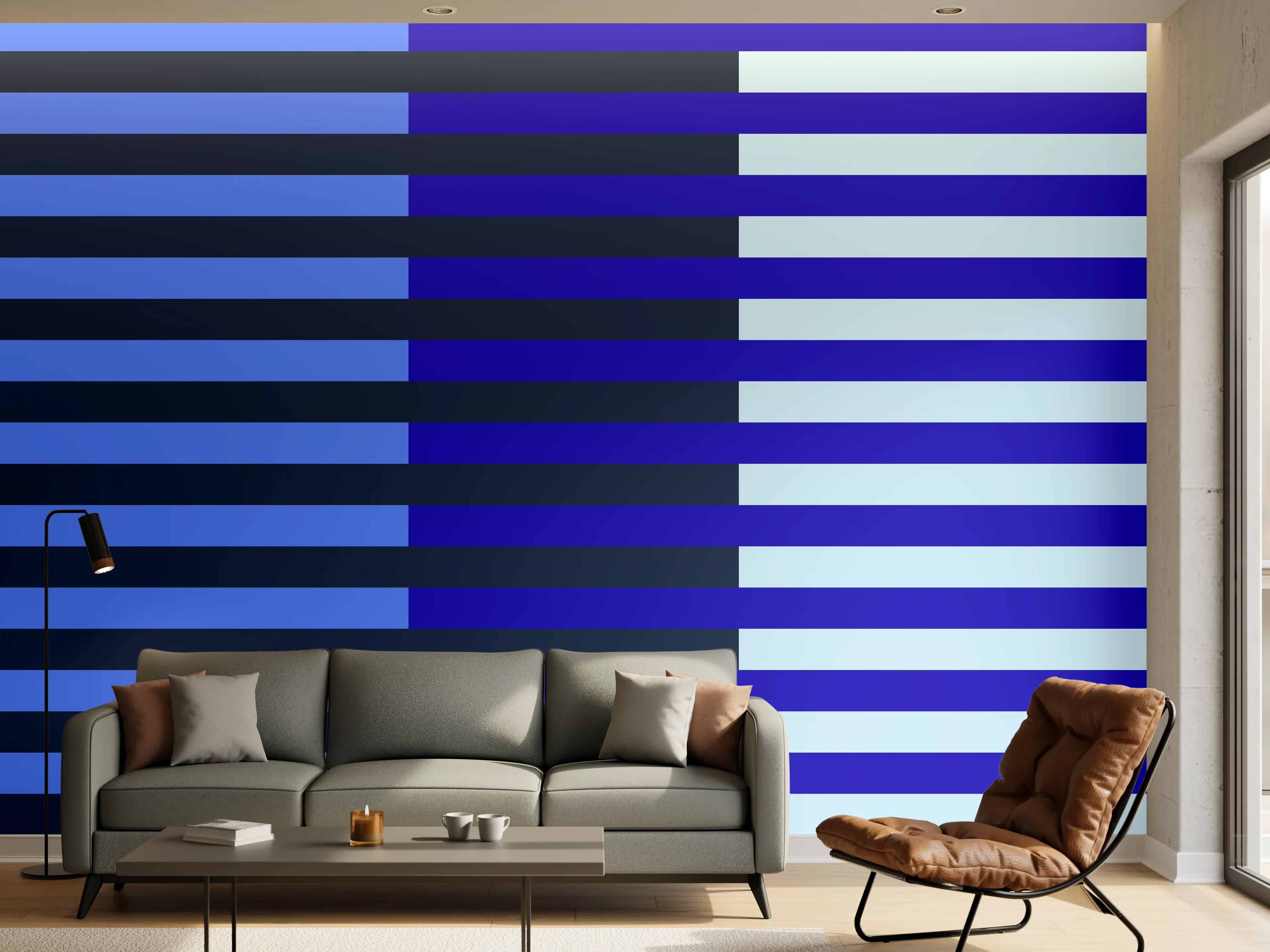 Wandverkleidung Wohnzimmer - The Blues - Multy Stripes - Waterfall
