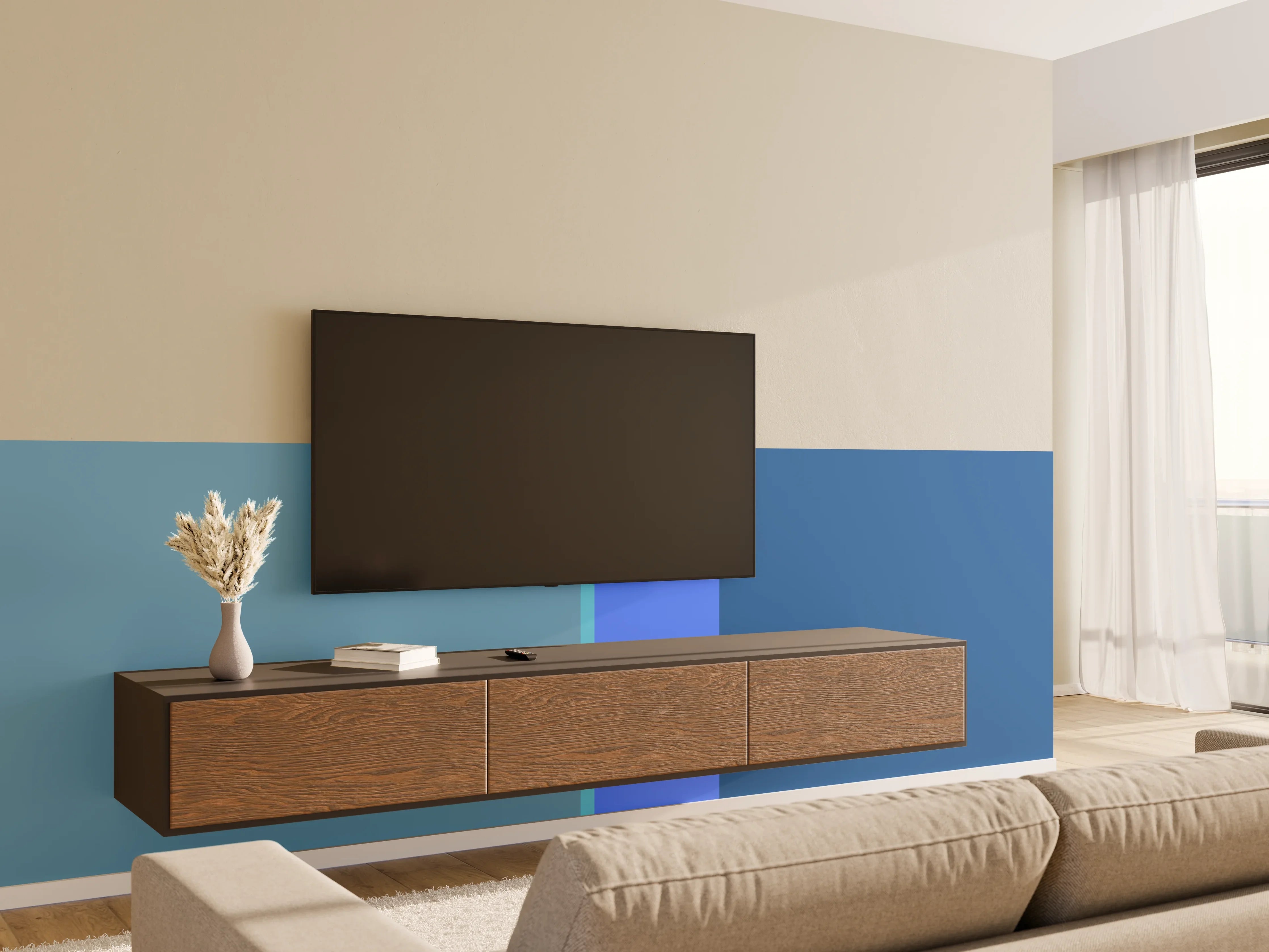 Wandverkleidung Wohnzimmer - The Blues - Vertical - Cornflower