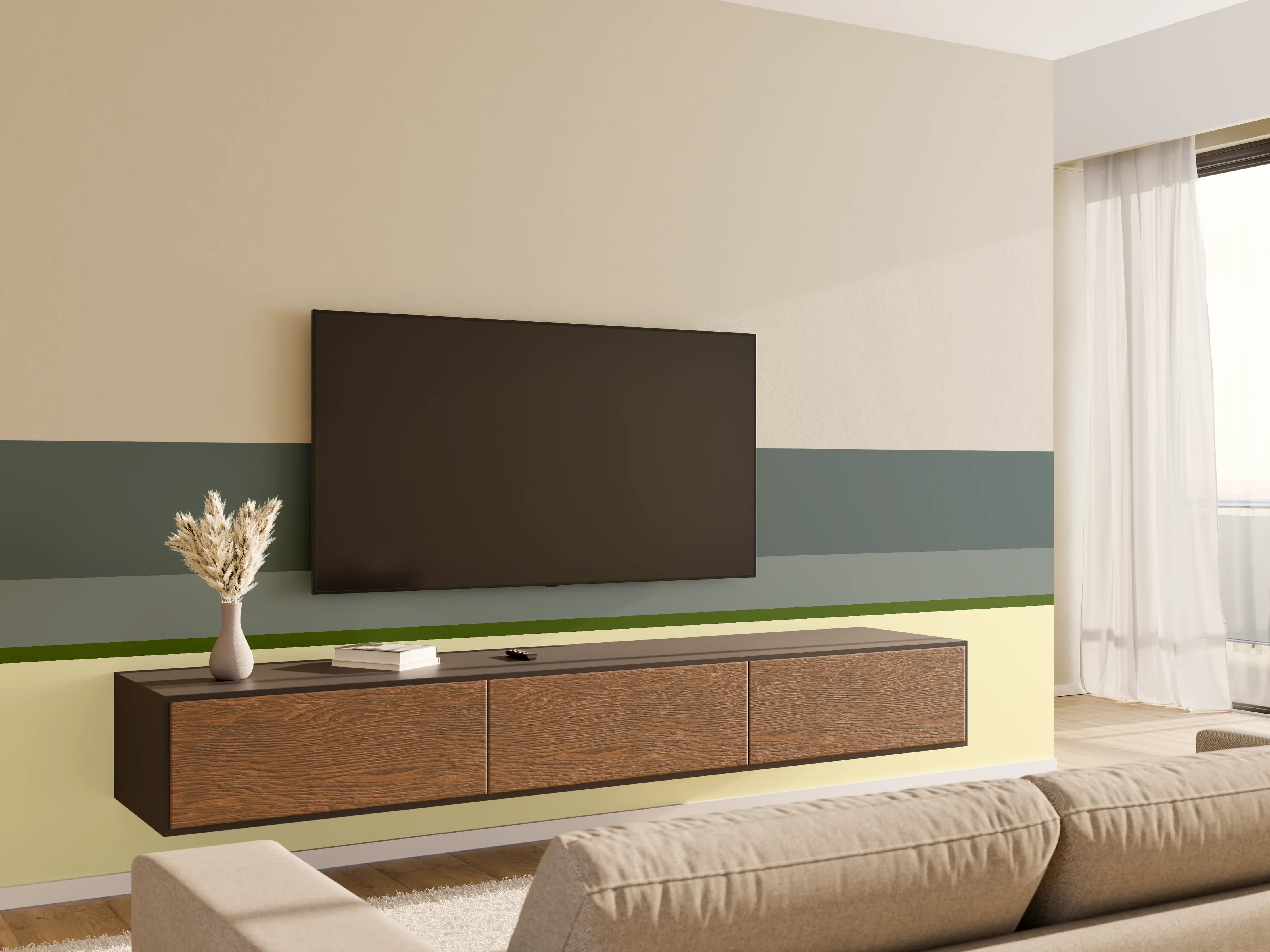 Wandverkleidung Wohnzimmer - The Greens - Horizontal - Avocado