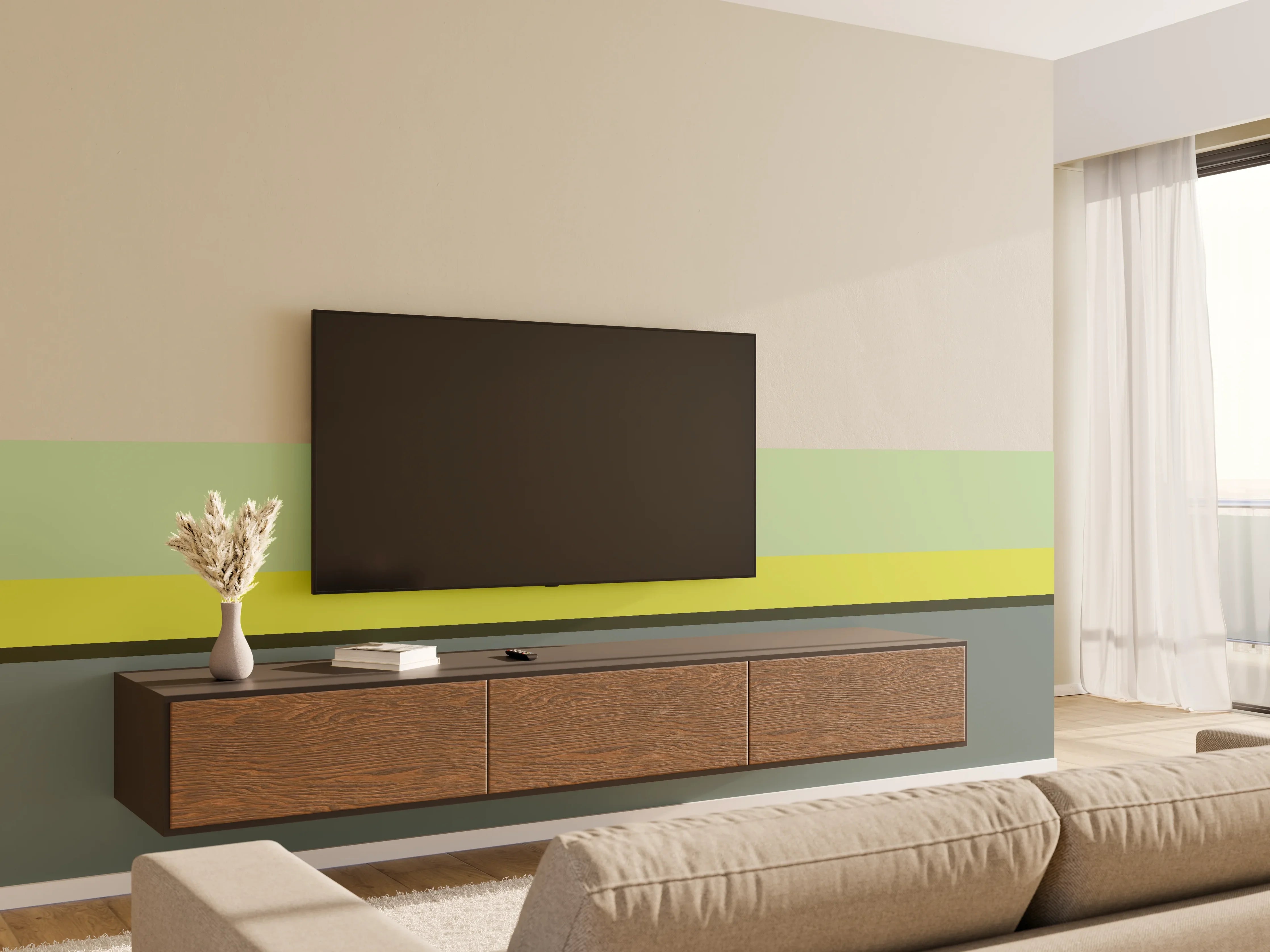 Wandverkleidung Wohnzimmer - The Greens - Horizontal - Matcha