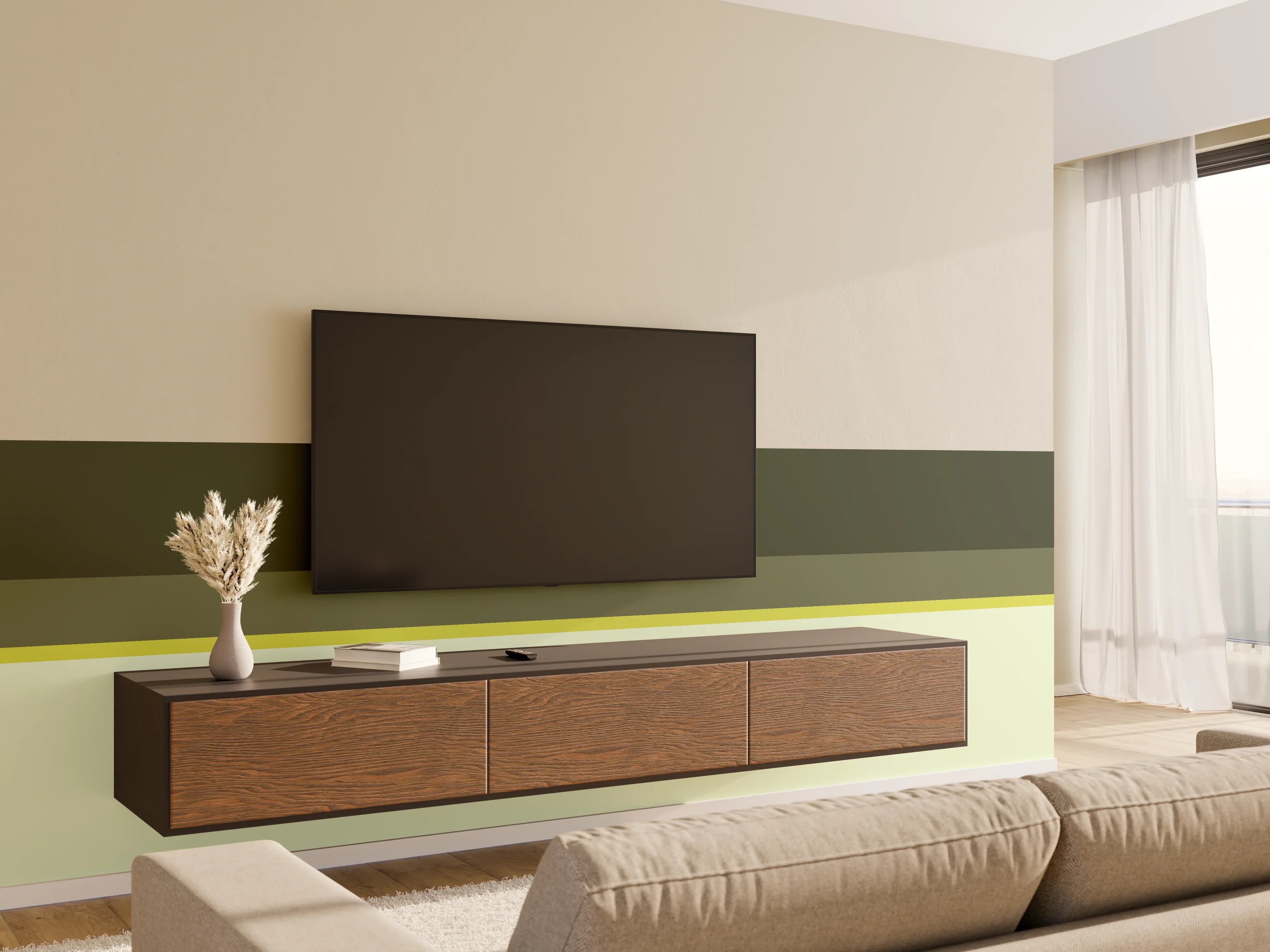 Wandverkleidung Wohnzimmer - The Greens - Horizontal - Olive