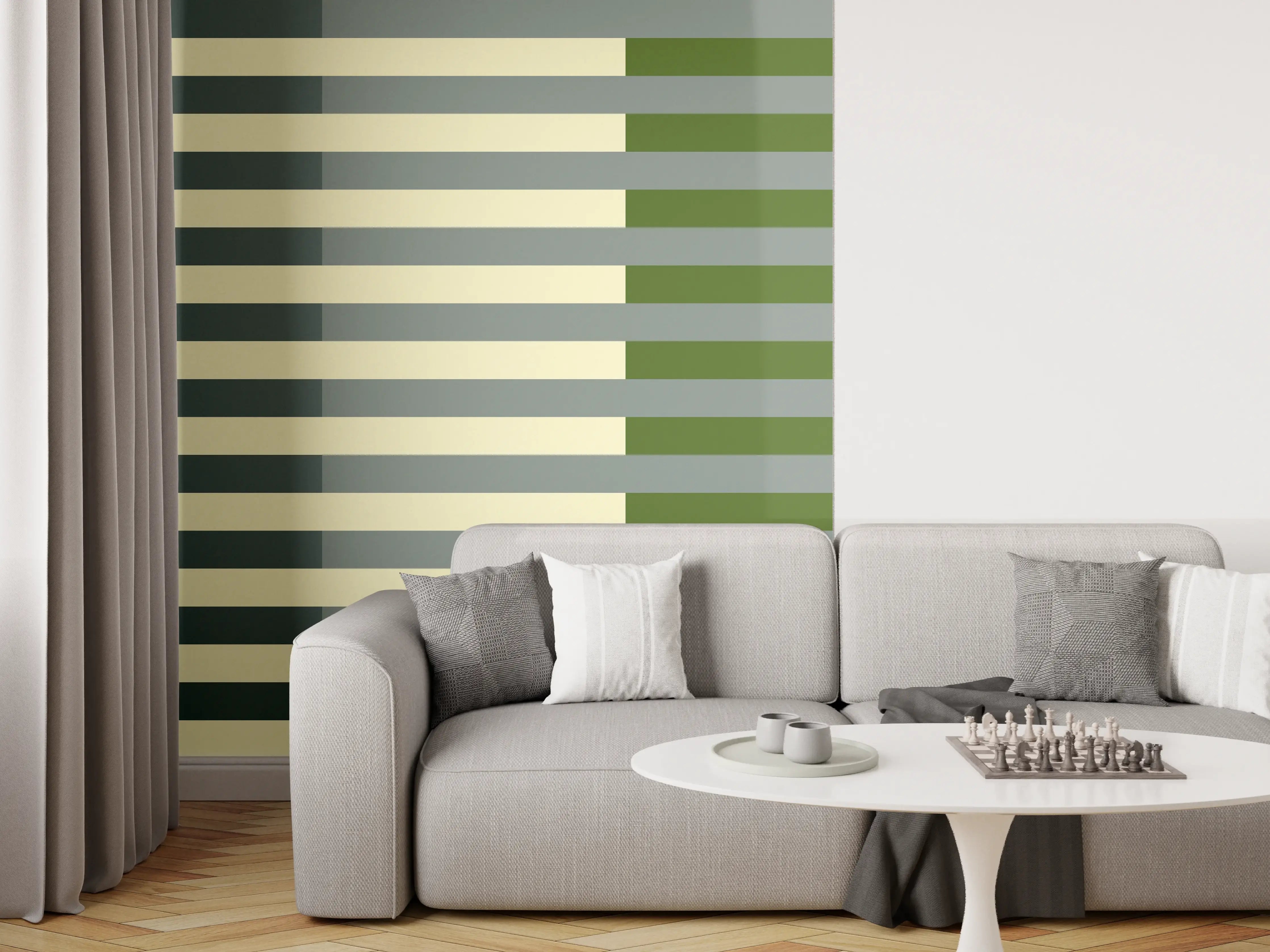 Wandverkleidung Wohnzimmer - The Greens - Multy Stripes - Avocado