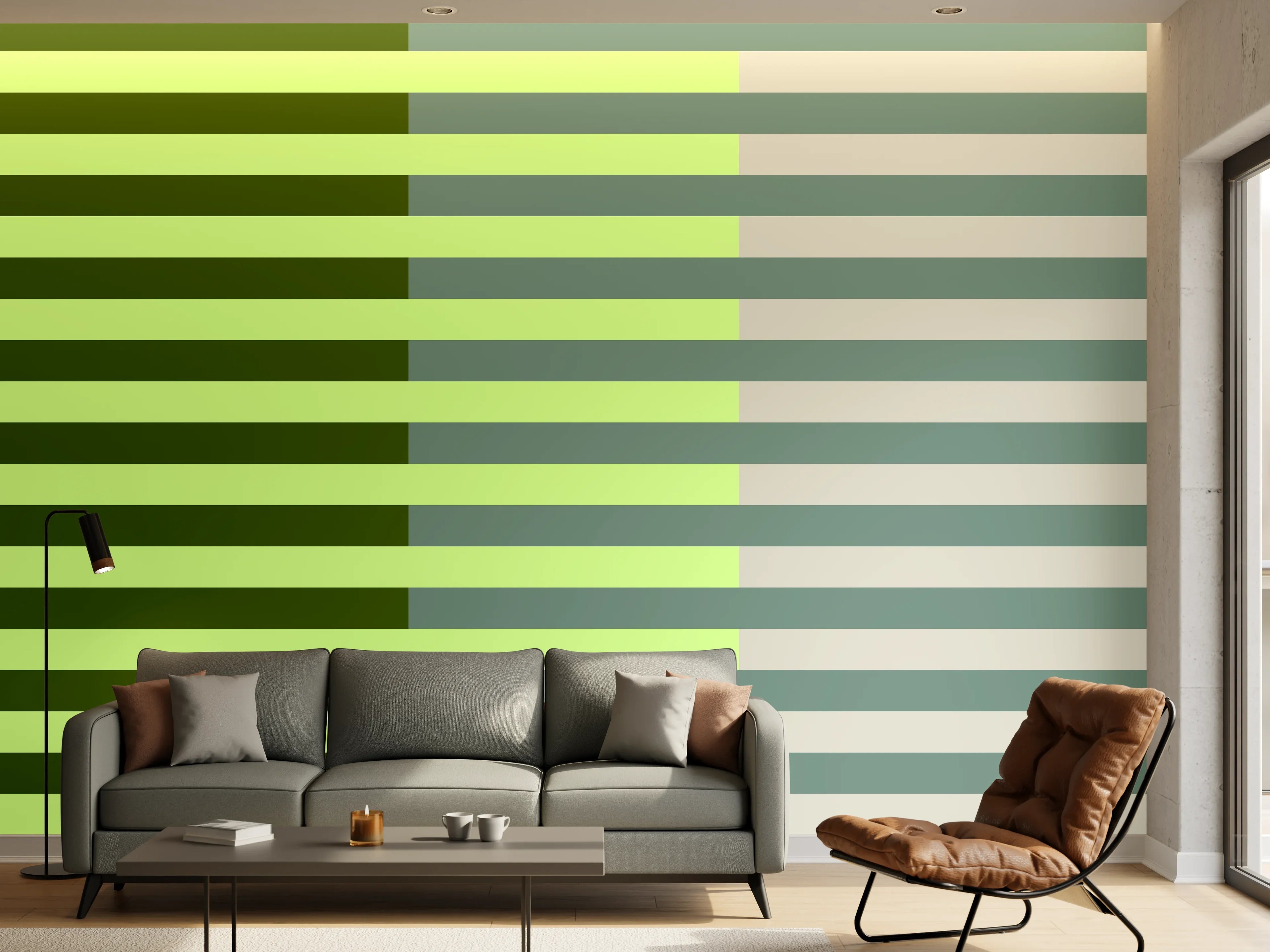Wandverkleidung Wohnzimmer - The Greens - Multy Stripes - Granny Smith