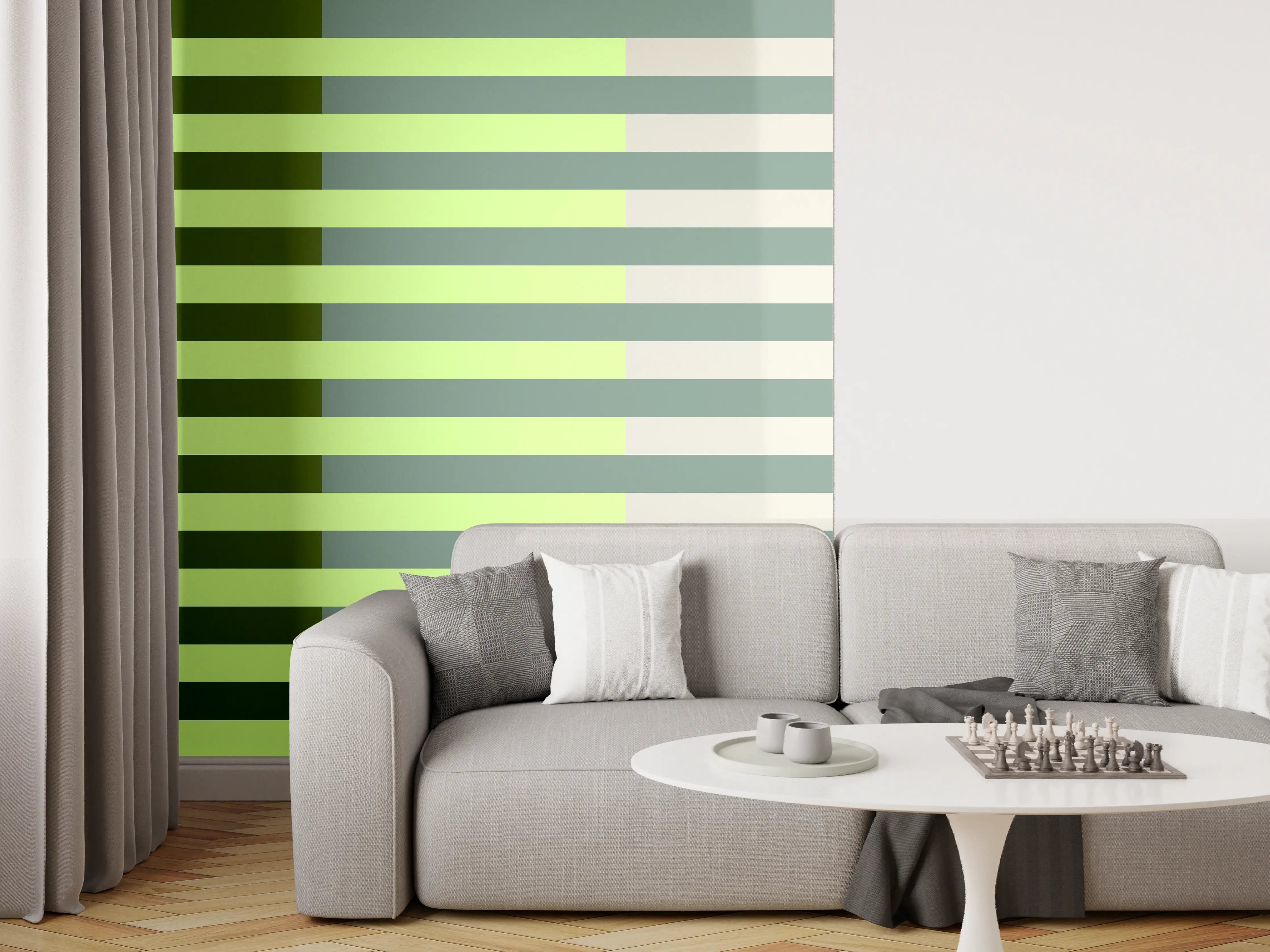 Wandverkleidung Wohnzimmer - The Greens - Multy Stripes - Granny Smith