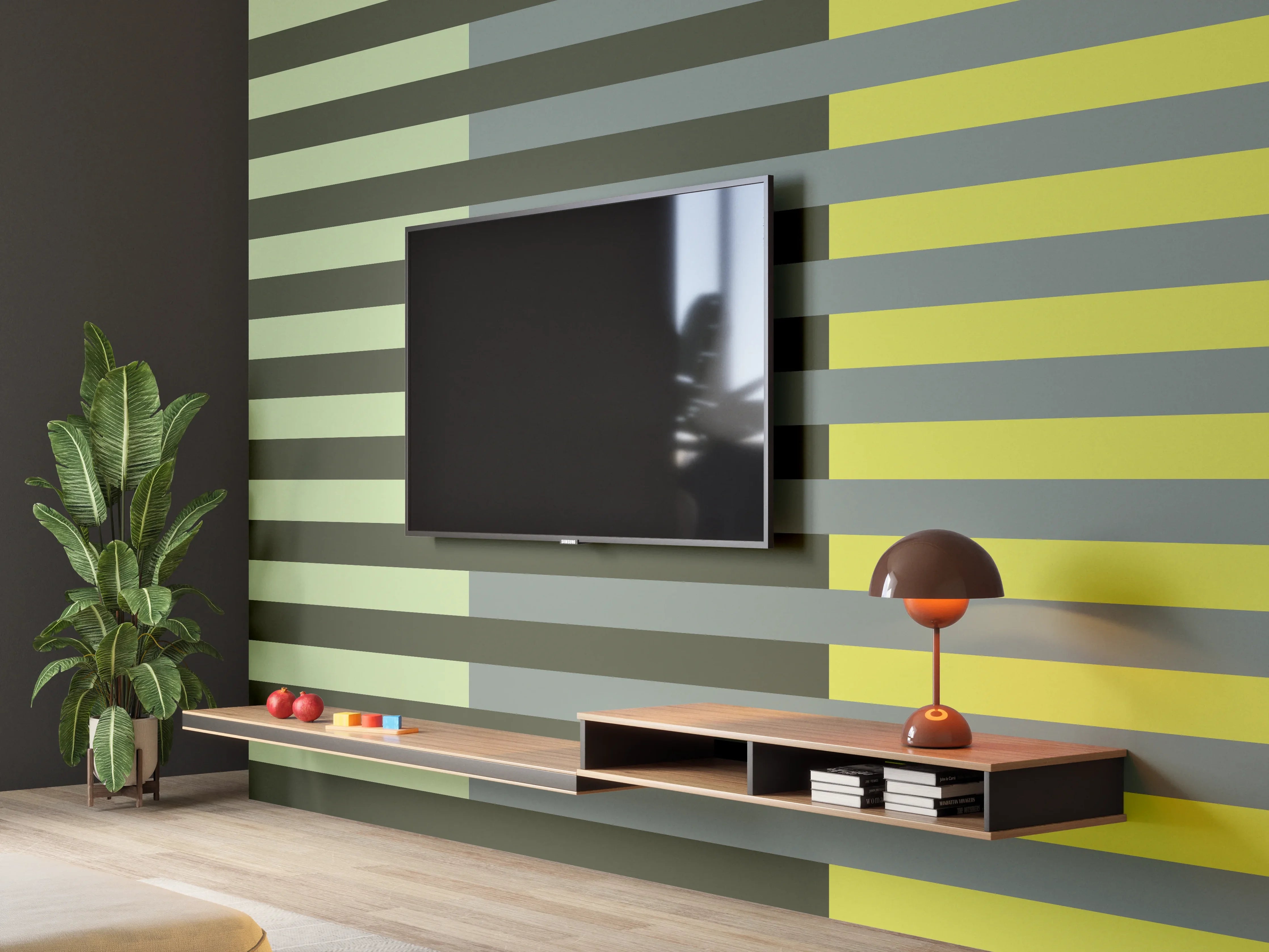 Wandverkleidung Wohnzimmer - The Greens - Multy Stripes - Matcha