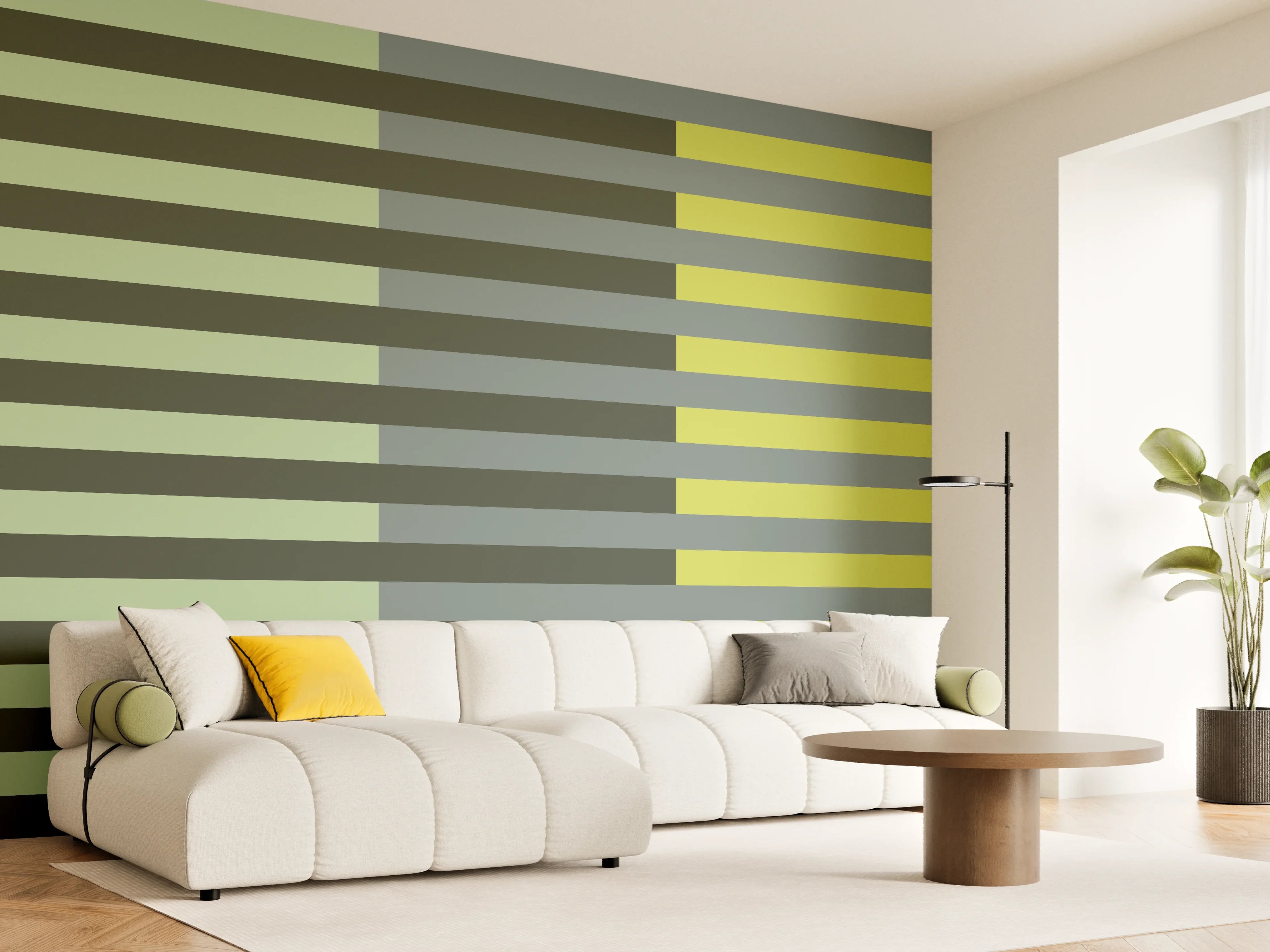 Wandverkleidung Wohnzimmer - The Greens - Multy Stripes - Matcha